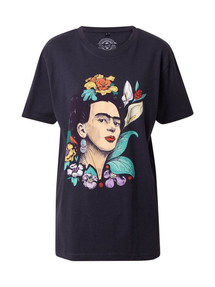 Merchcode Kurzarmshirt Damen Ladies Frida Kahlo Flower Tee (1-tlg),  Abgesteppter Saum/Kante
