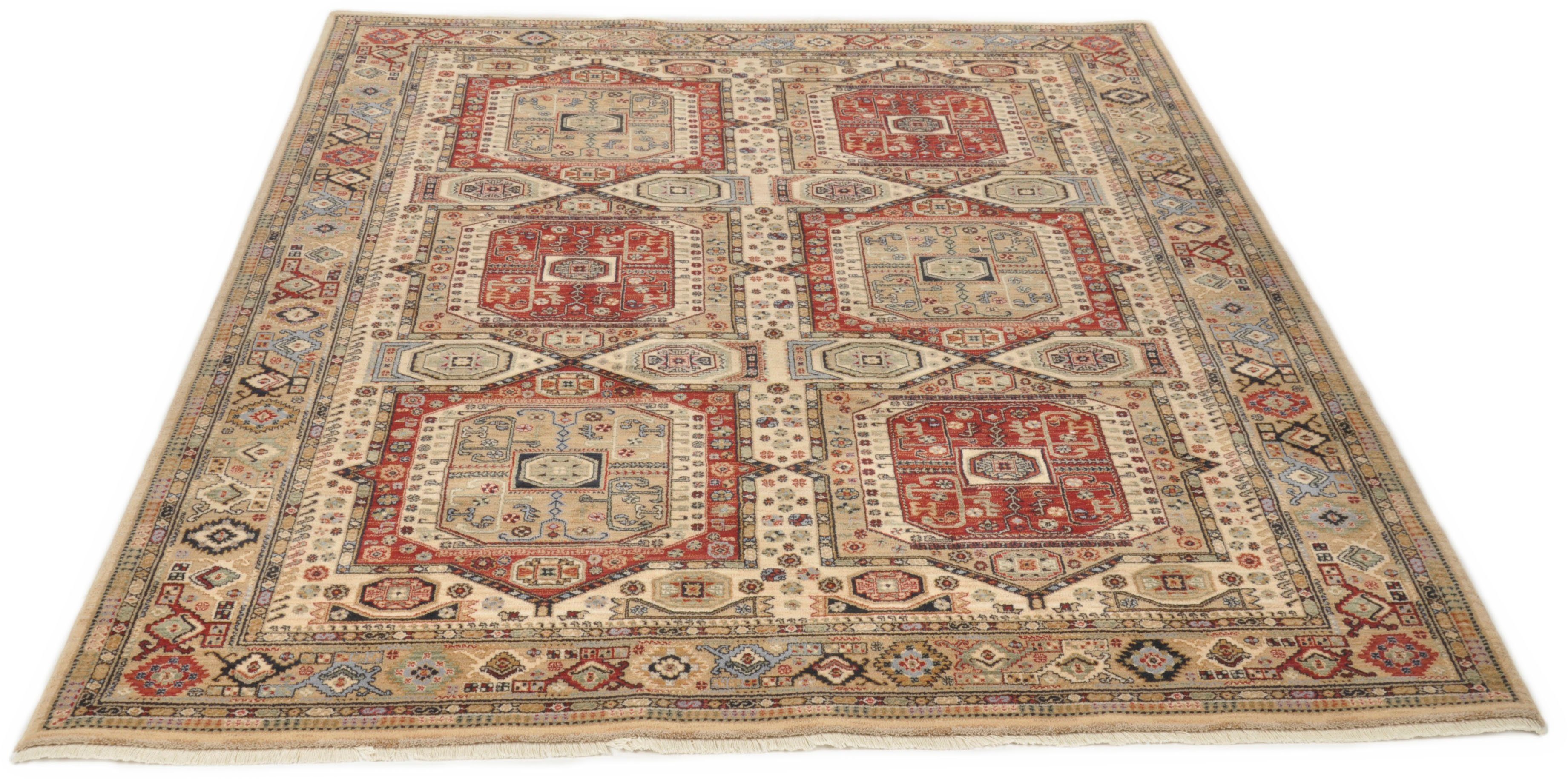 THEKO Wollteppich Saharna 7275, rechteckig, Höhe: 10 mm, reine Wolle, Orient-Optik, mit Fransen