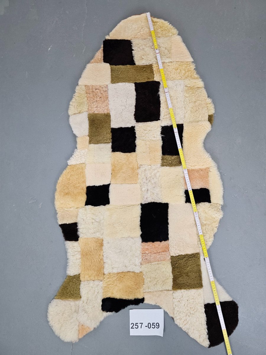 Provellus Fellteppich Patchwork Schaffell Öko Unikat – Weiß, Beige, Braun & Schwarz