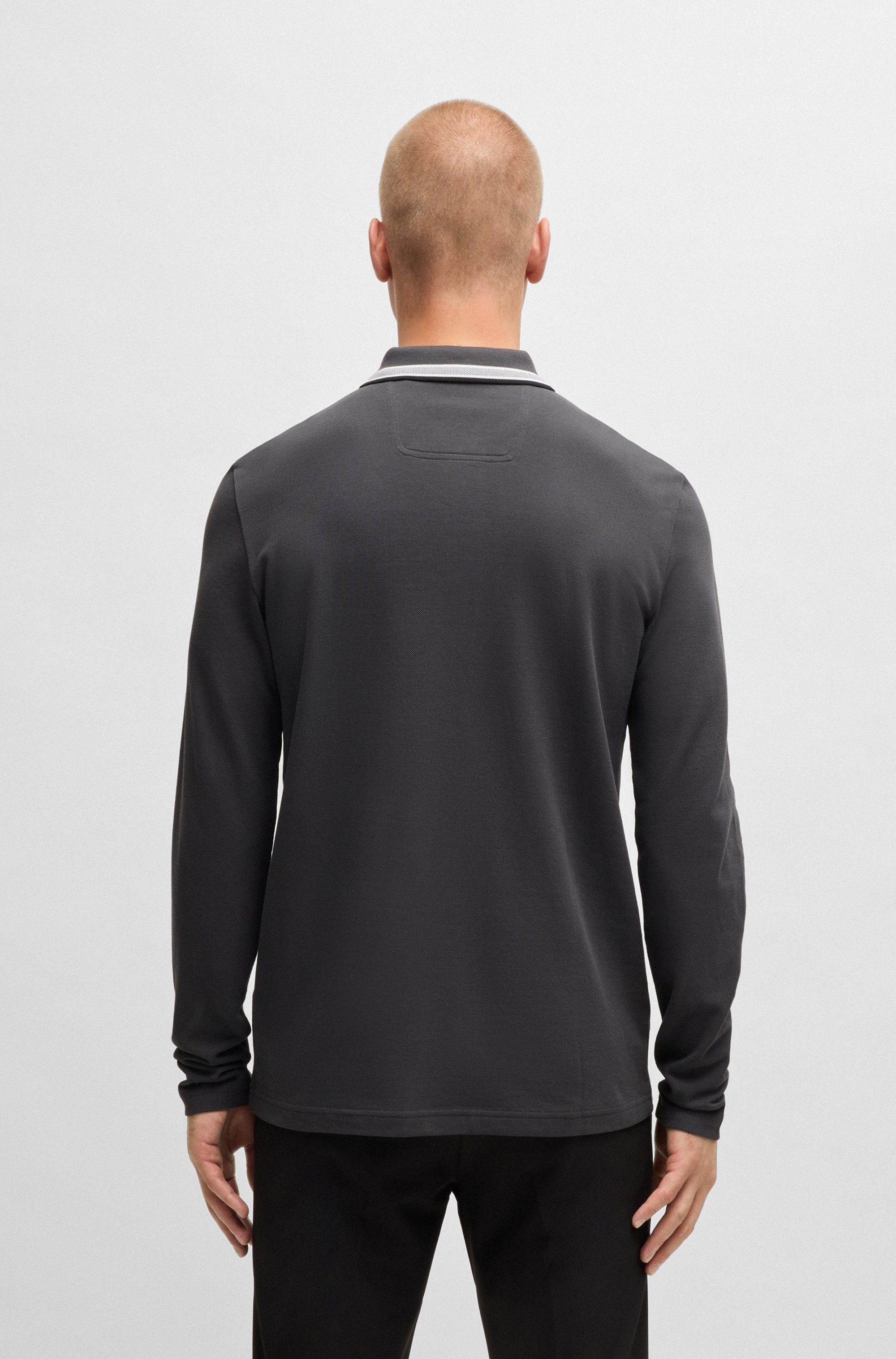 BOSS GREEN Langarm-Poloshirt Plisy mit Streifen günstig online kaufen