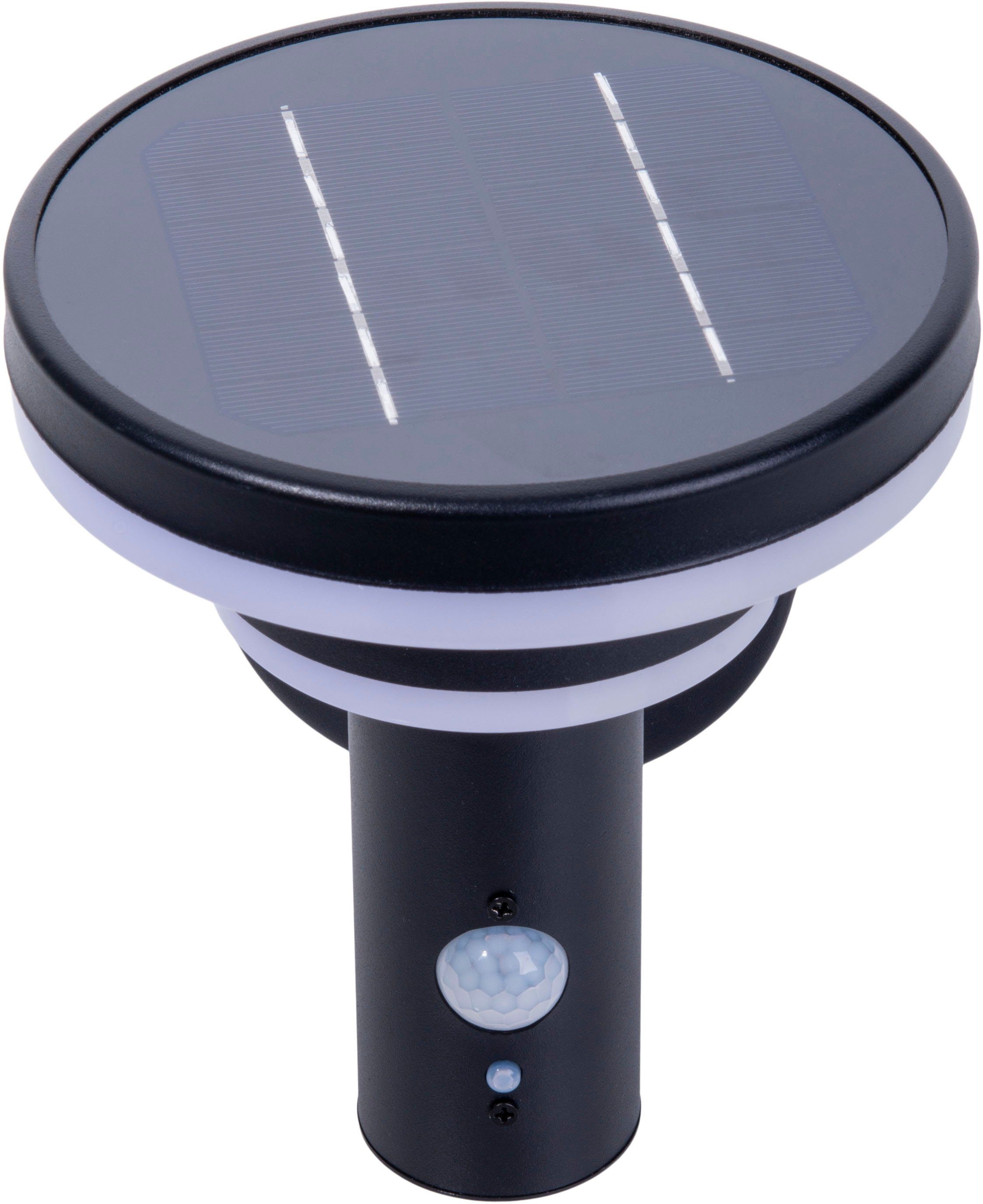 inkl. in LED Bewegungsmelder, per LED einstellbar integriert, näve Solarleuchte Nora, Tippschalter Bewegungsmelder, fest Warmweiß, 3-Stufen