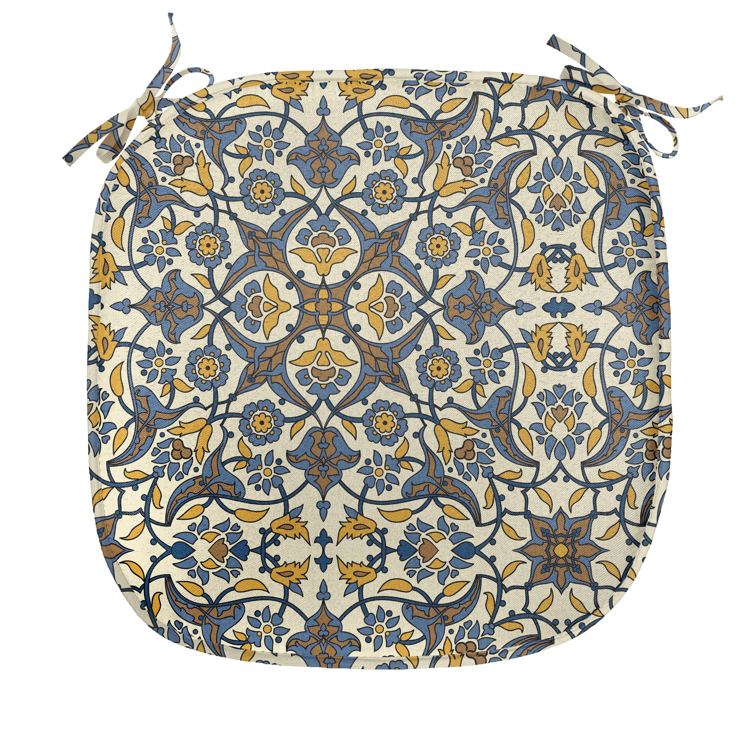 Abakuhaus Stuhlkissen Dekoratives wasserfestes Blume Türkisch-Muster Riemen Kissen mit Küchensitze, für