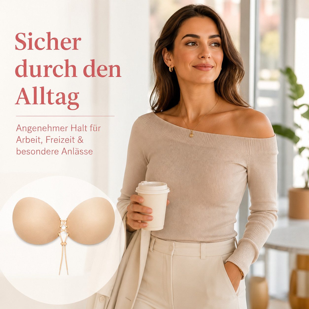 Diyarts Set: Push-up-BH (Hochwertiger Wiederverwendbarer, 2-tlg., Unsichtbarer Klebe BH) mit Verstellbarem Kordelzug und Hautfreundlichem Design
