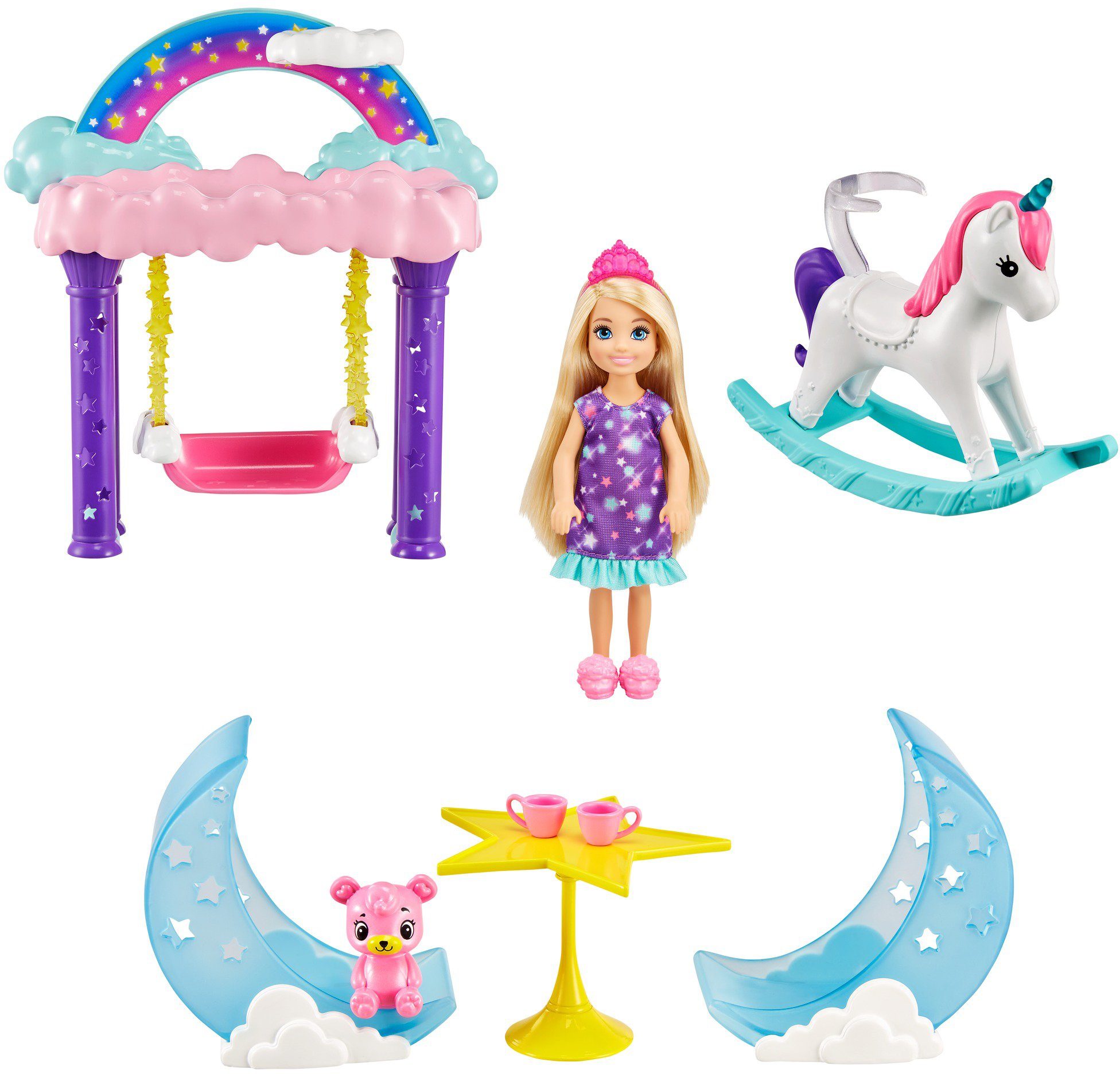 Image of Barbie Puppenhaus »Dreamtopia, Chelsea Regenbogen-Schaukel-Spielset«, inkl. Chelsea-Puppe und Teddybär