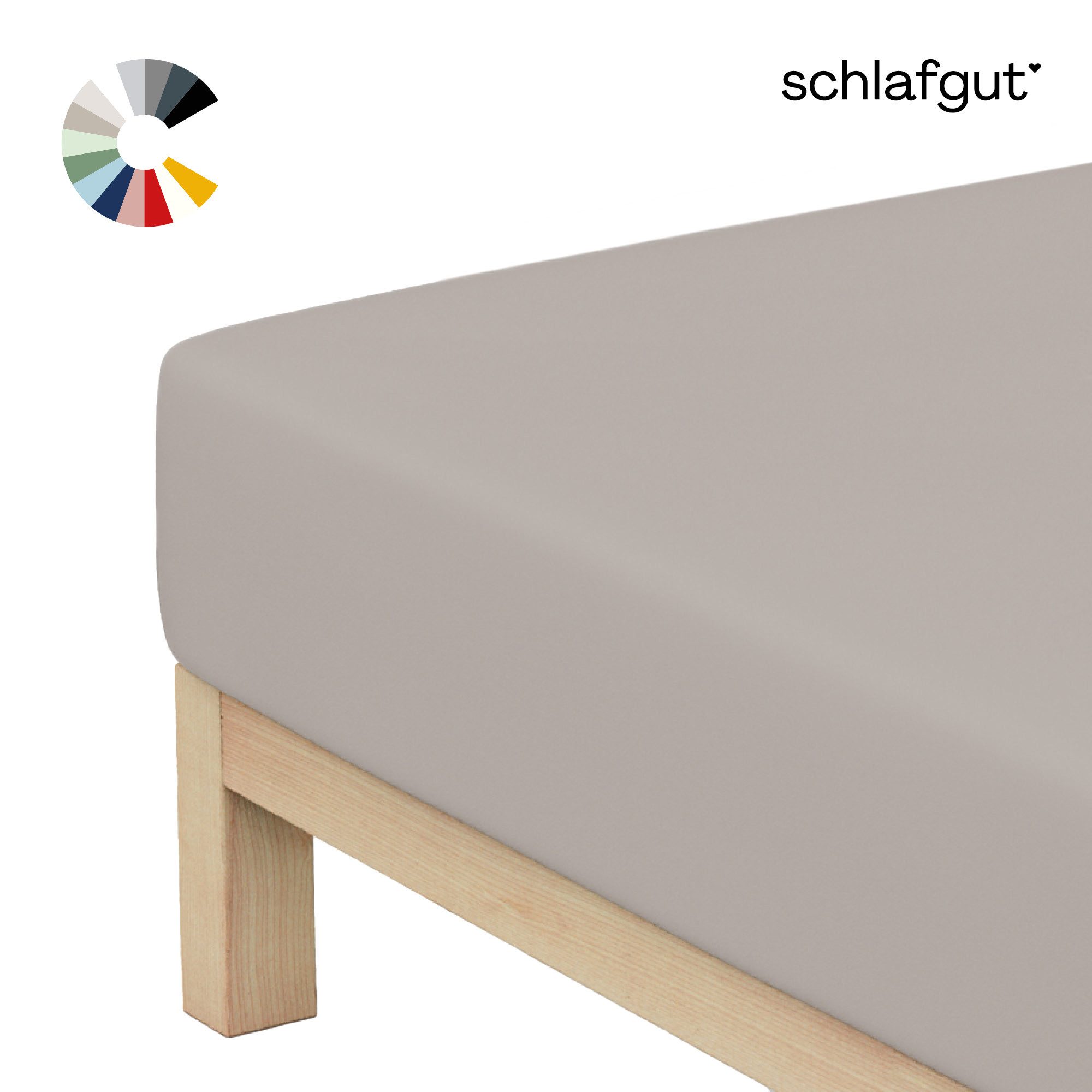 Schlafgut Spannbettlaken Basic Cotton Bettlaken, 160 g/m², 100% Baumwolle, Spannbetttuch, Jersey, Gummizug: rundum, (1 Stück), Spannbettlaken bis 20 cm Matratzenhöhe, bügelfrei und pflegeleicht