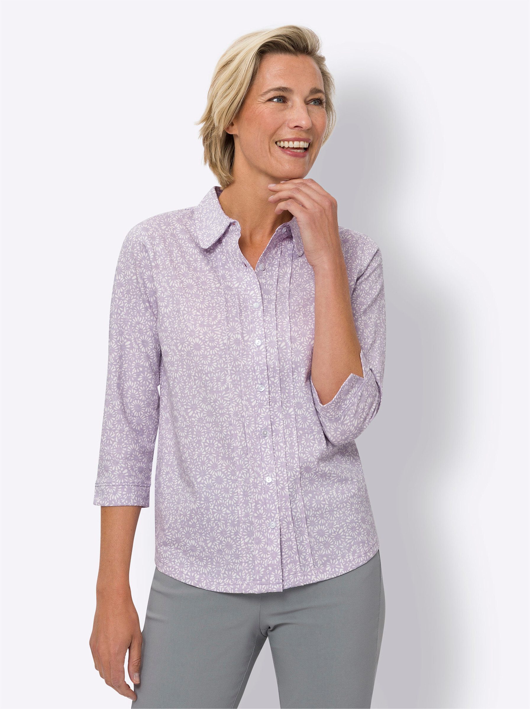Sieh an! Klassische Bluse Druckbluse 3/4-Arm
