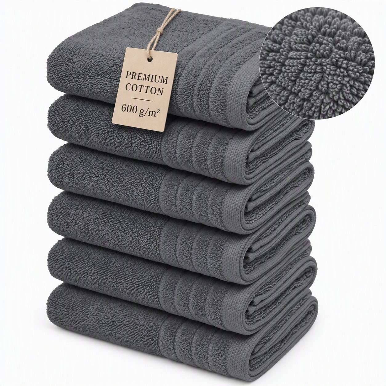 OTTO home Handtücher Sanremo Premium, Premium Handtücher, 600 gr/m², 40x70cm, Frottier (Set, 6-St), mit Bordüre, flauschig & weich, dicke Qualität, 5 Jahre Garantie