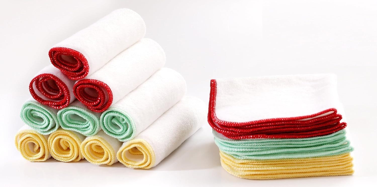 Montegoni Waschlappen Bambus Waschlappen 12er Set 25x25cm Baby Waschhandschuh weich, (Mehrfachset Waschlappen), Ultraweich, Saugstark, Wiederverwendbar, Hautfreundlich, Nachhaltig