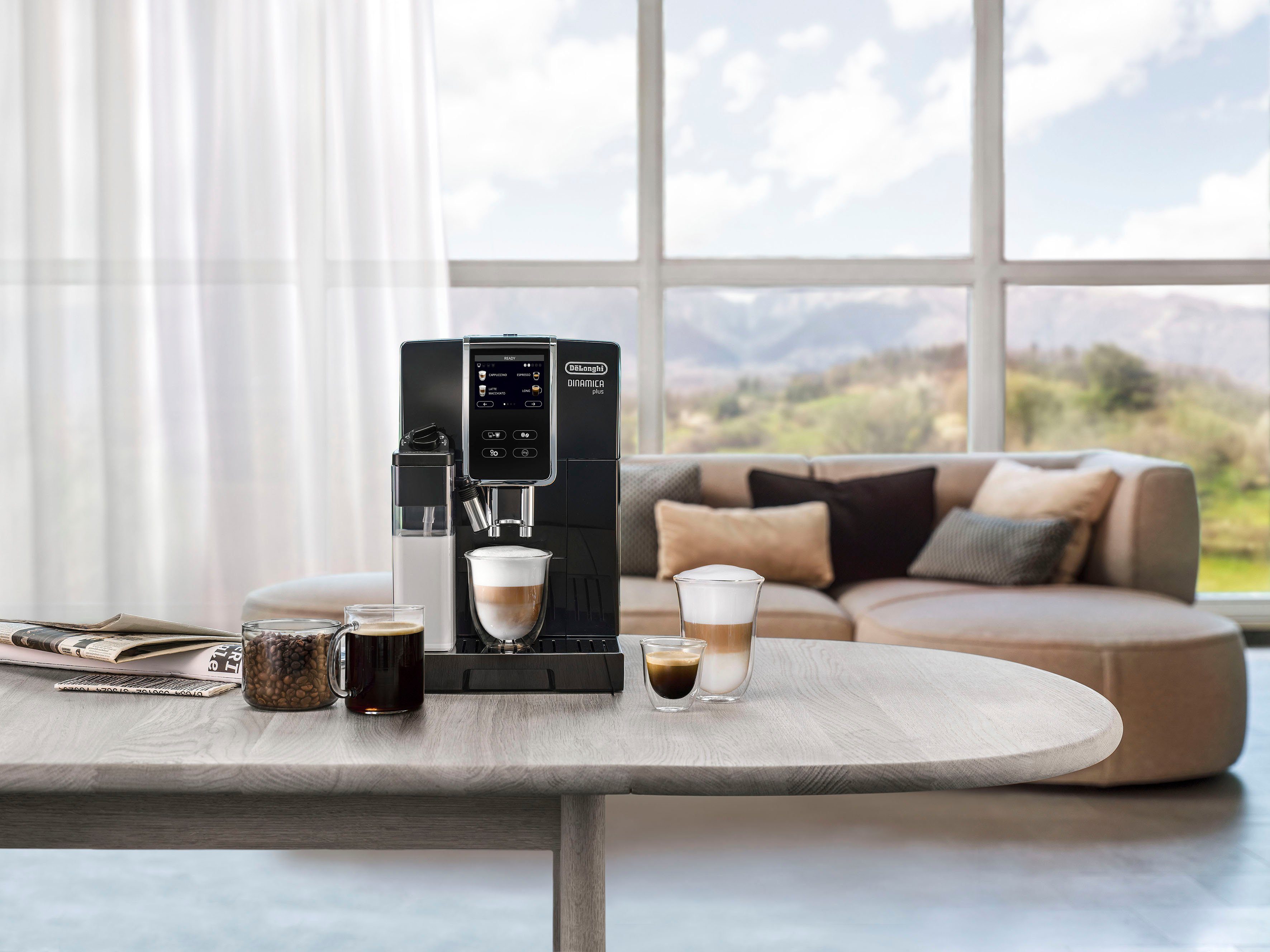 De'Longhi Kaffeevollautomat Dinamica Milchsystem Kaffeekannenfunktion mit 370.70.B, Plus LatteCrema und ECAM