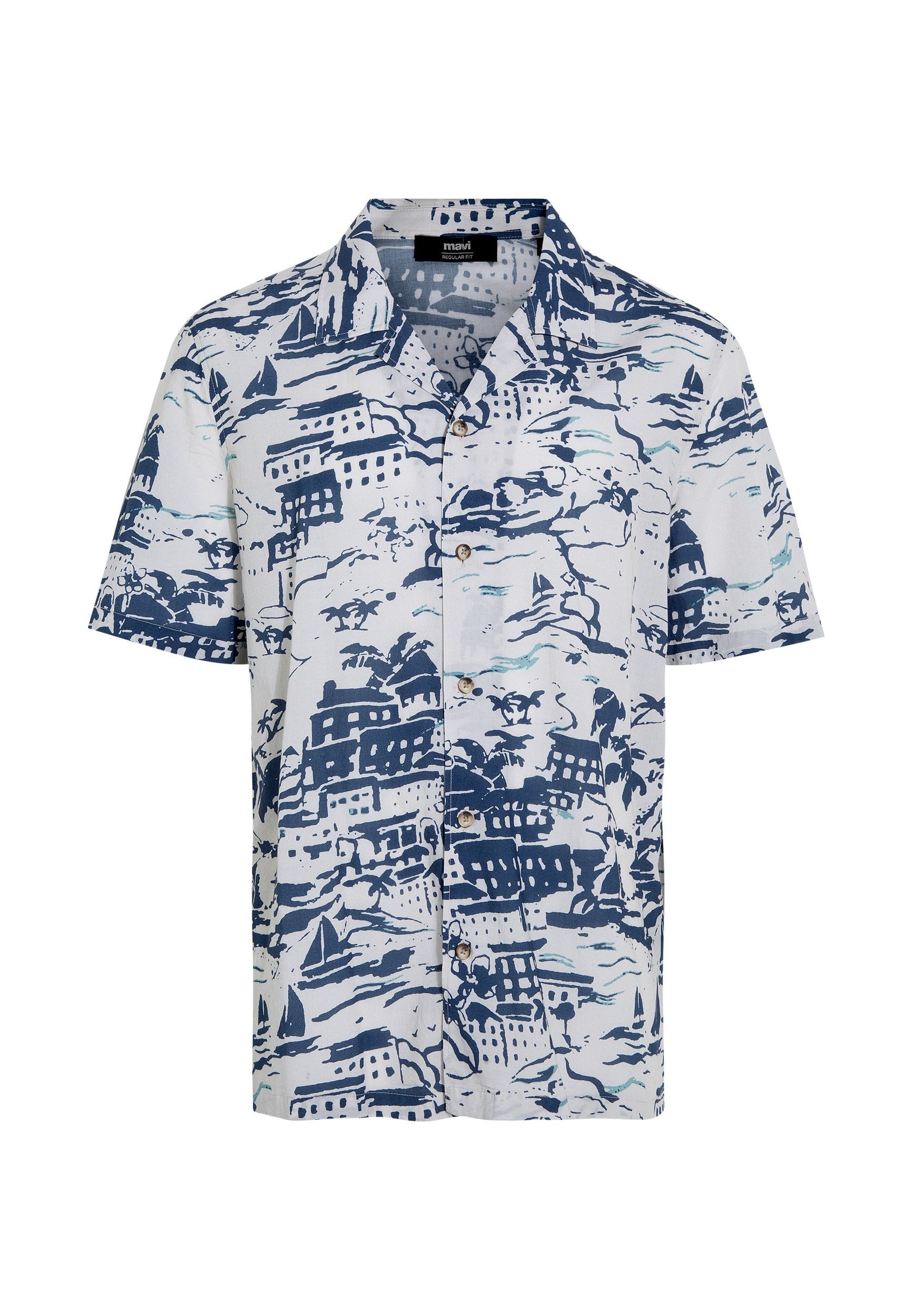 Mavi Kurzarmhemd Maritimes Print Design und günstig online kaufen