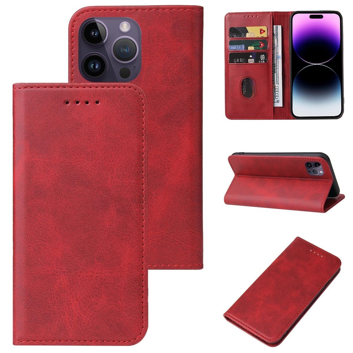 König Design Handyhülle Apple iPhone 15 Pro Max, Schutzhülle Schutztasche Case Cover Etuis Wallet Klapptasche Bookstyle
