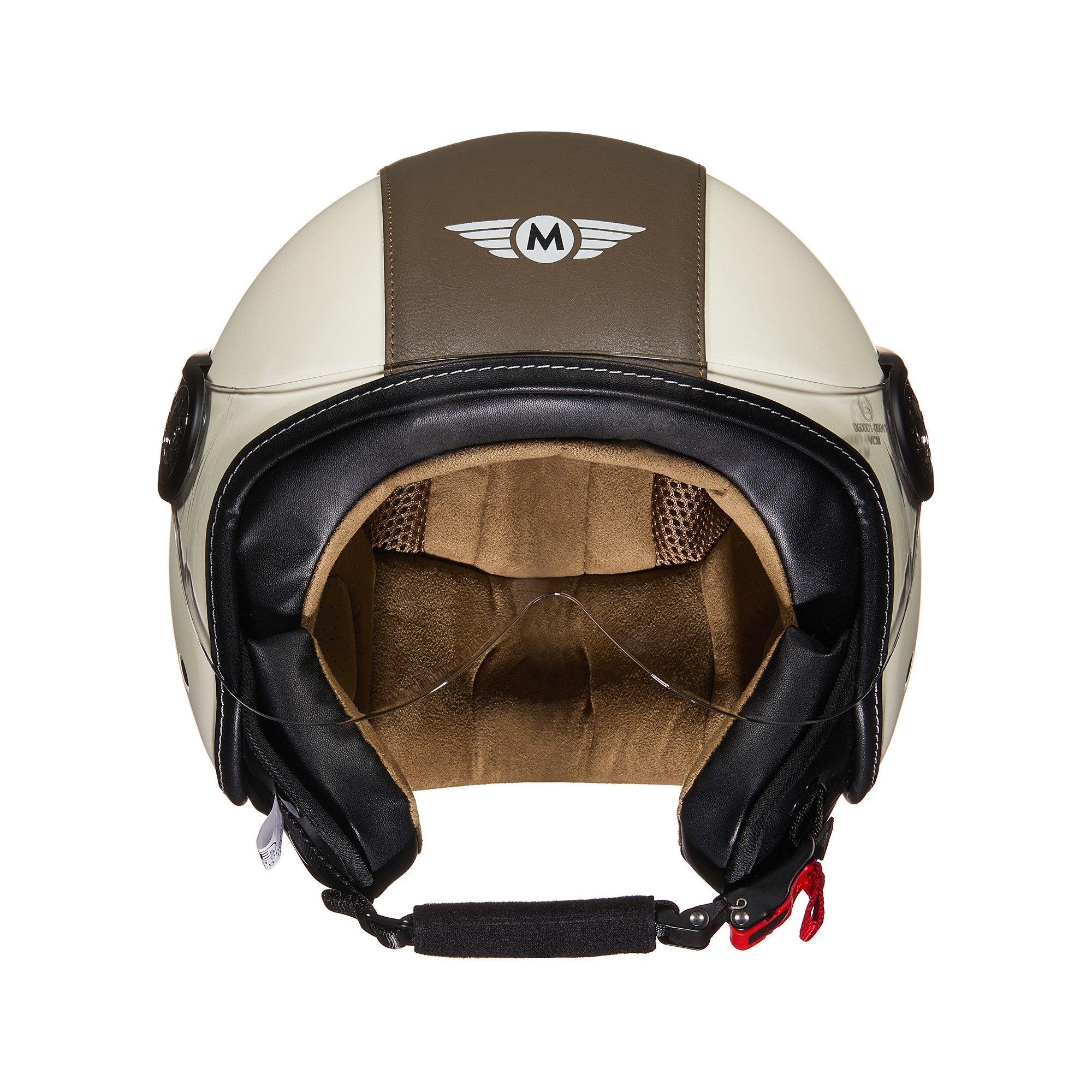 MOTO HELMETS Motorradhelm Integralhelm Motorrad Full Helm H-44 Vintage Retro, Helm für Motorrad Roller Vespa, Schnellverschluss, Visier, nur 1050g