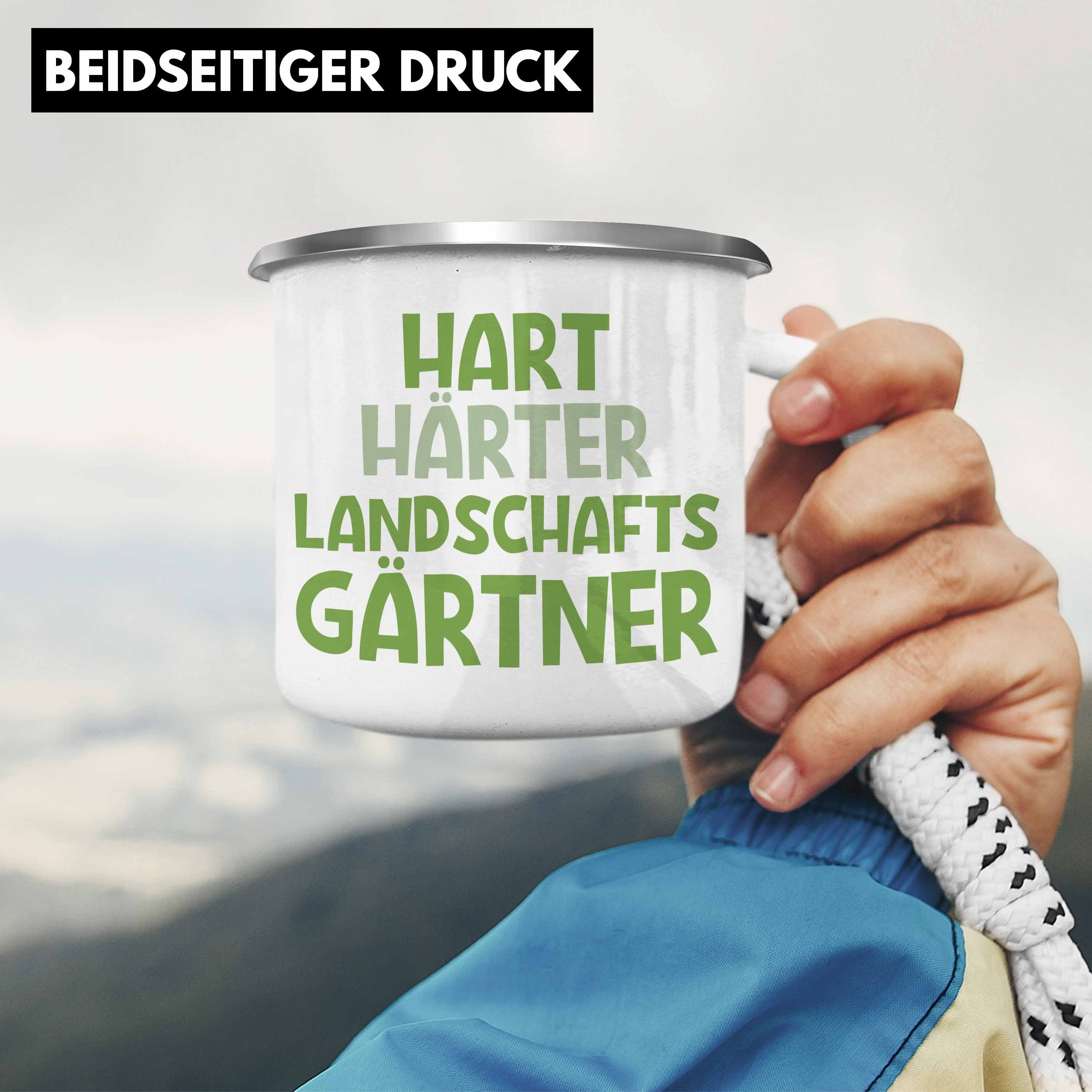 Geschenk Silber Geschenkidee - Lustig Tasse Trendation Spruch Härter Emaille Landschaftsgärtner Garten Gärtner Trendation mit Gärtnerin Hart Thermotasse Hobbygärtner