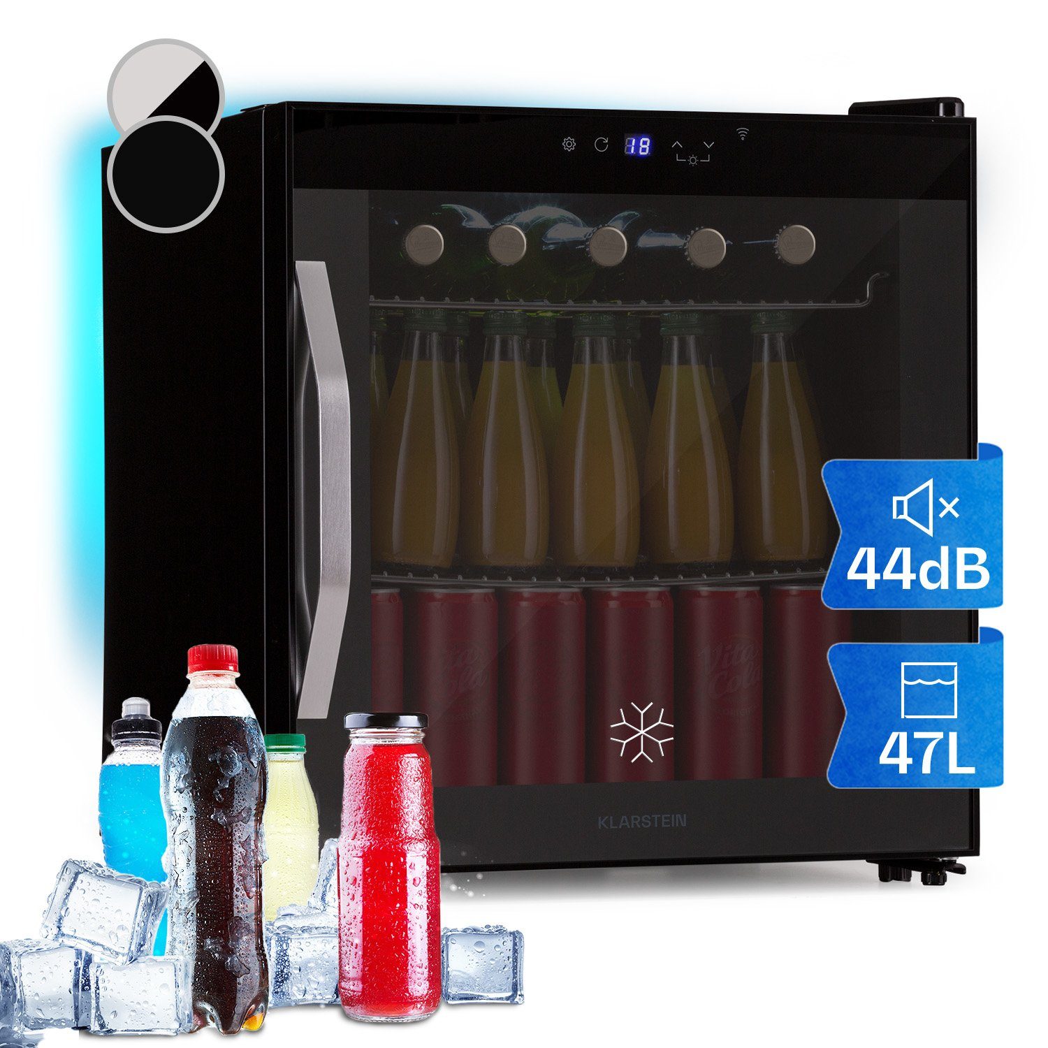 Klarstein Getränkekühlschrank HEA-Coachella50-OX 10034822A, 51 cm hoch, 47.5 cm breit, Bierkühlschrank Getränkekühlschrank Flaschenkühlschrank mit Glastür