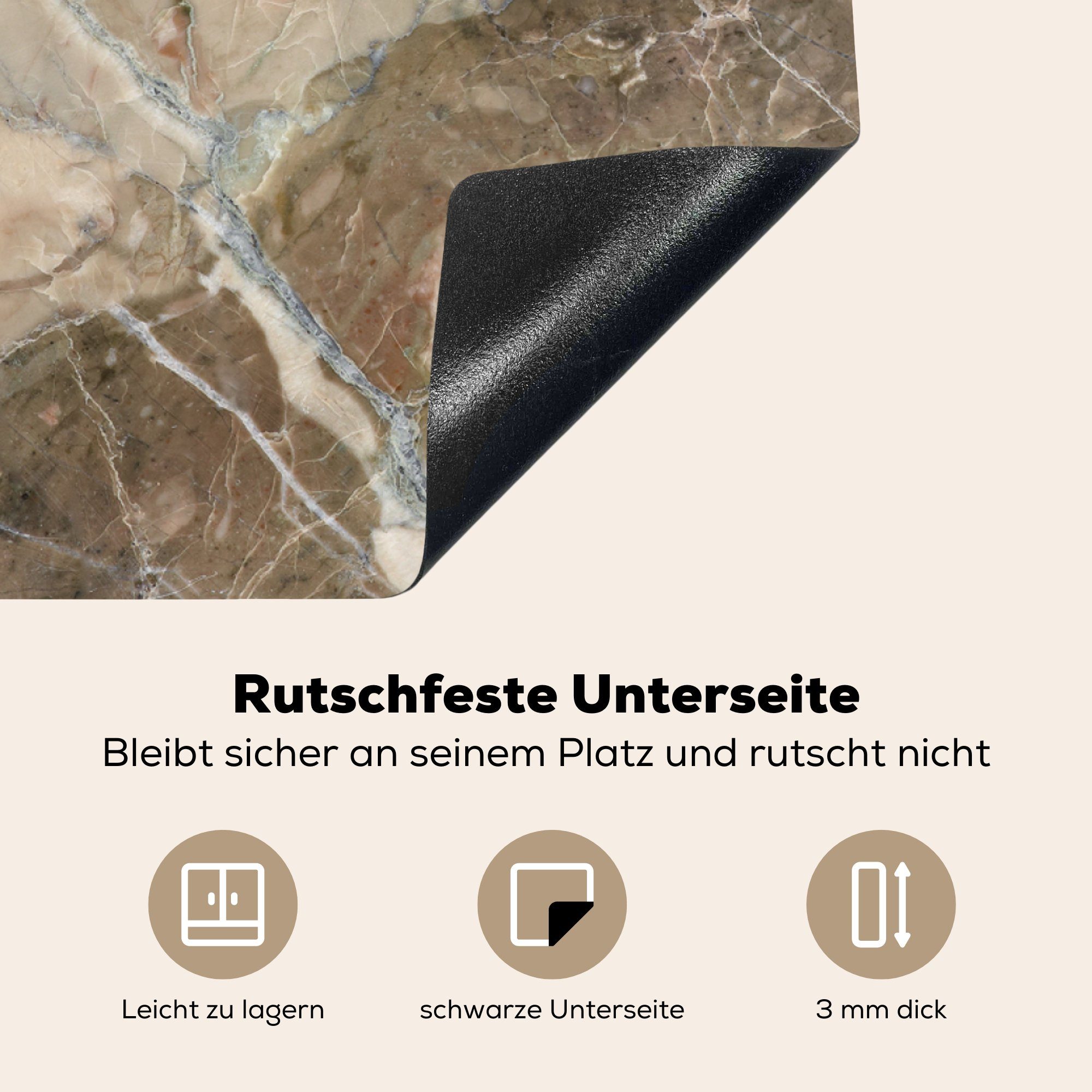 - Ceranfeldabdeckung, - tlg), Granit küche (1 Gelb Vinyl, Arbeitsplatte Herdblende-/Abdeckplatte MuchoWow 78x78 Braun Pflastersteine, für cm, -