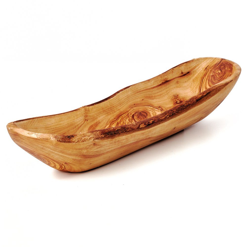 Brotschale Baguetteschale aus Olivenholz, mit Naturrand