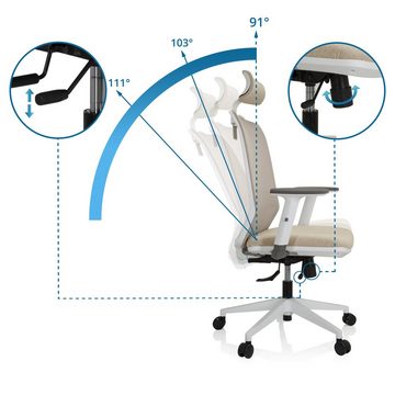 hjh OFFICE Drehstuhl Profi Bürostuhl PROFONDO PRO W Stoff/Netzstoff (1 St), Schreibtischstuhl ergonomisch