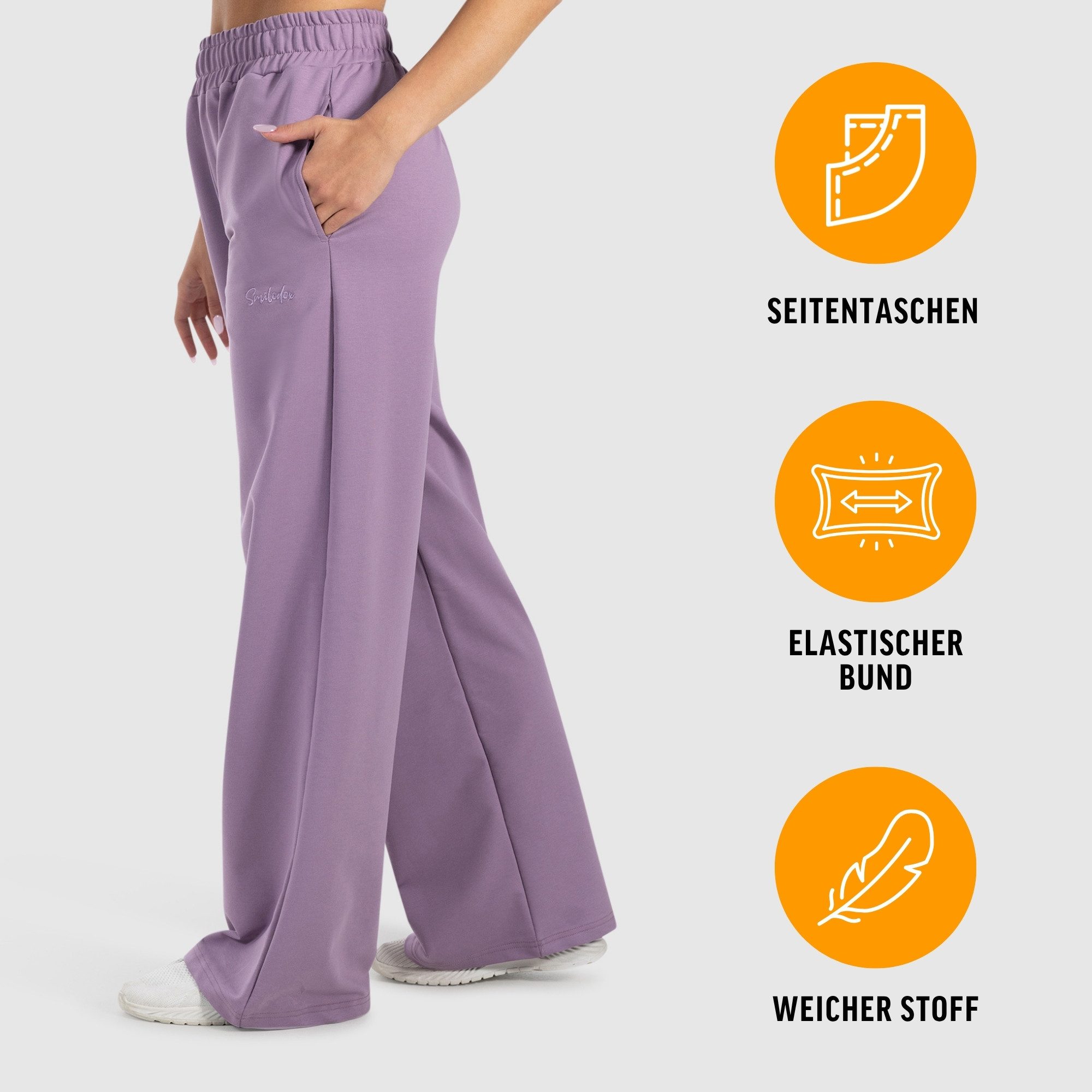 Smilodox Jogginghose Kanya, Baumwollhose, Baggy Fit, Weites Bein für Gym & Alltag mit Seitentasche, Elastischer Bund, weicher Stoff, Sporthose