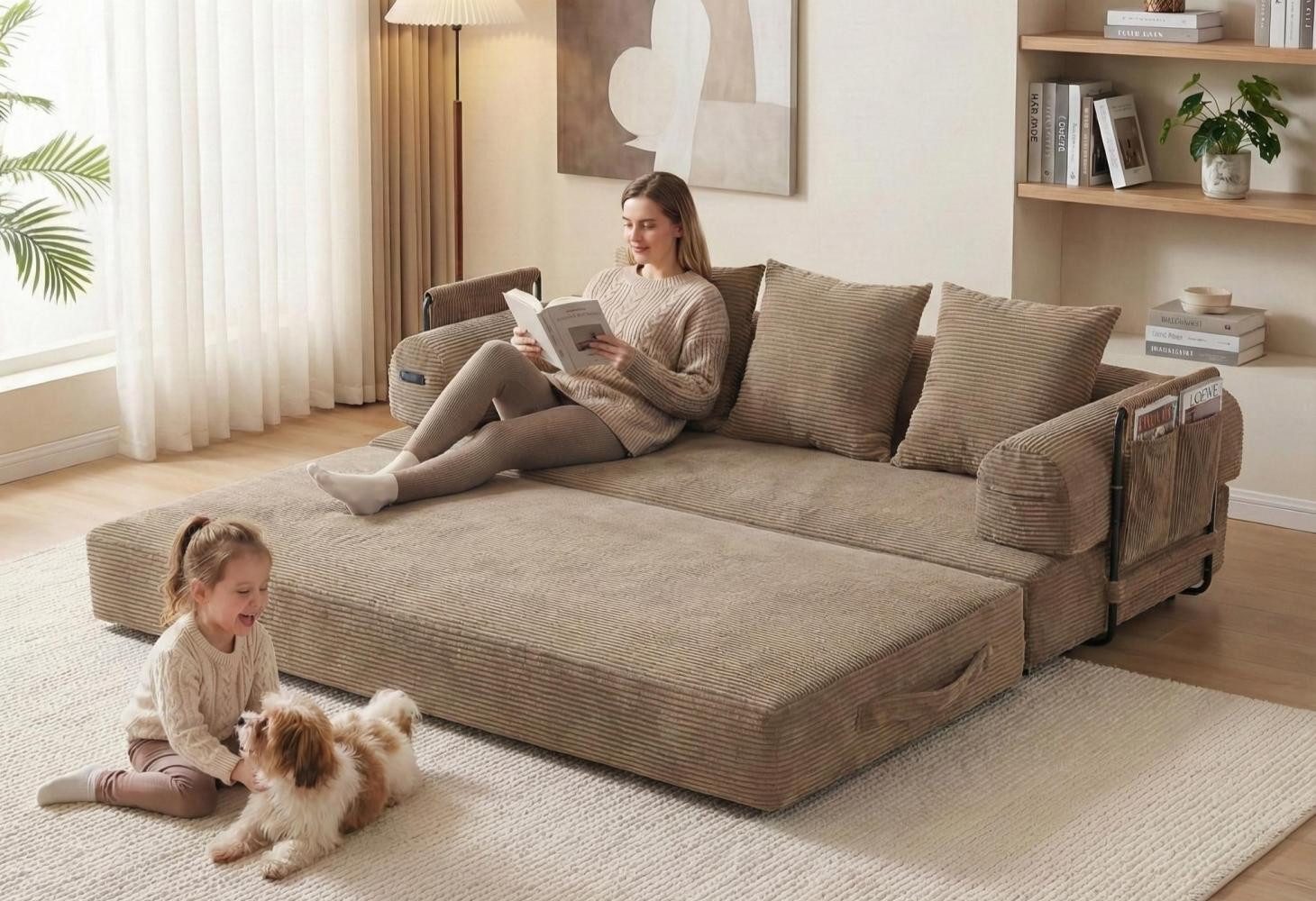 LVHOM Loungesofa faltbar mit Schlaffunktion, Stabil-/abnehmbarer Außenrahme günstig online kaufen