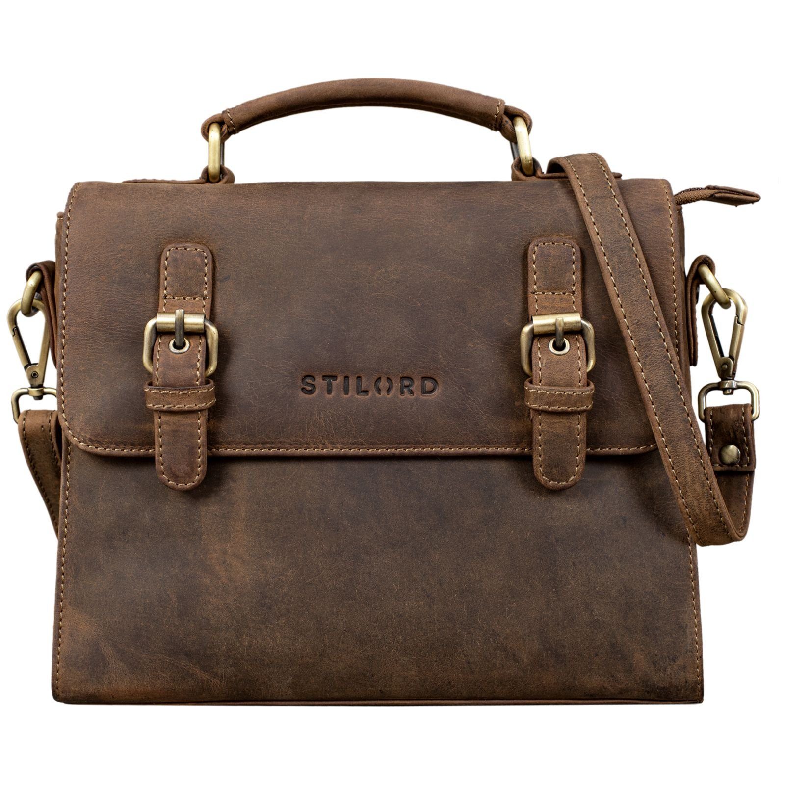 STILORD Kaja Vintage Ledertasche Damen Umhängetasche Handtasche Crossbody  Bag Elegante Schultertasche Tasche für iPad 9.7 Zoll DIN A5 Echt Leder