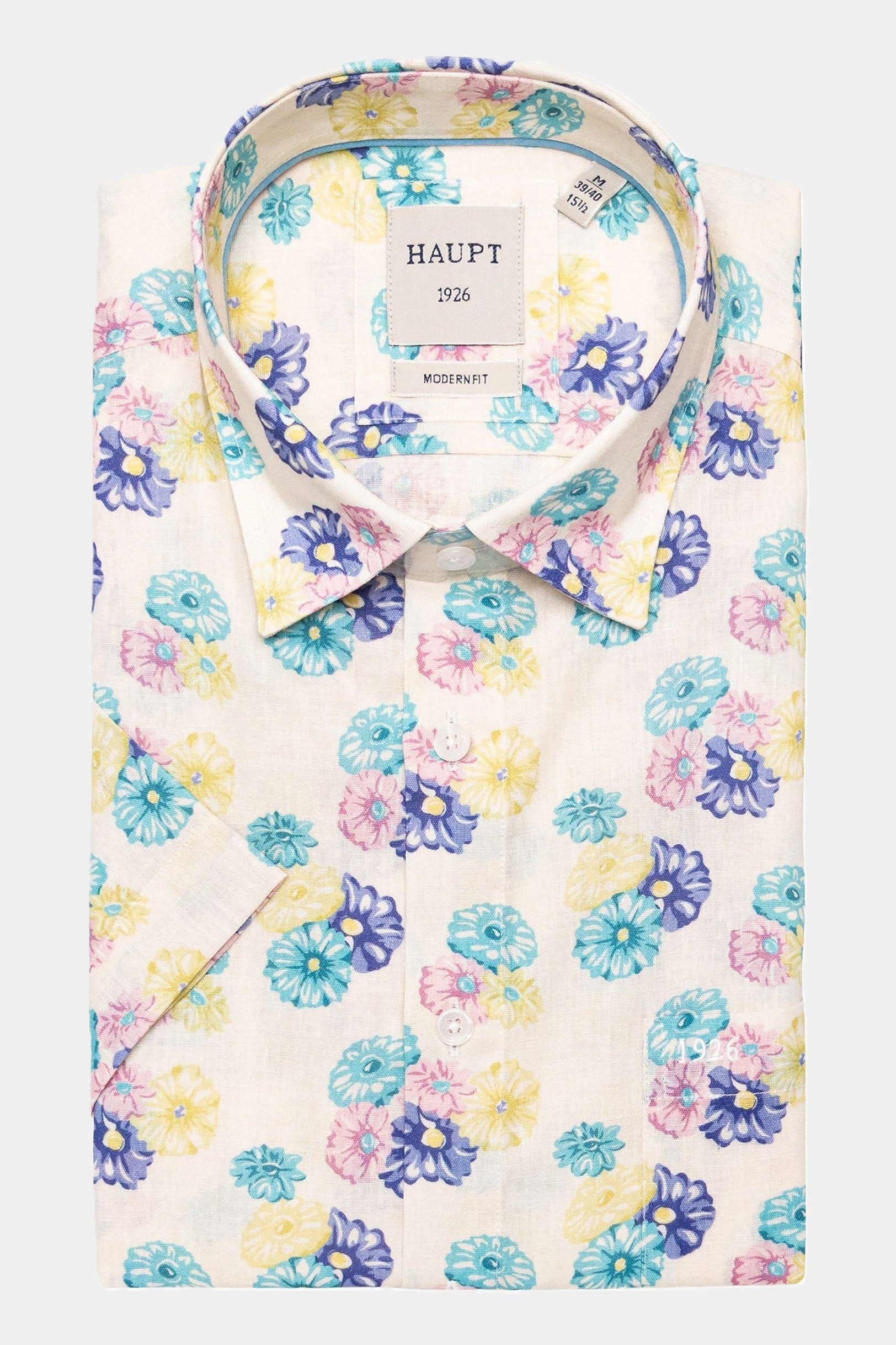 Haupt Kurzarmhemd Haupt Kurzarmhemd Blumenmuster mit Pastellfarben - MULTICOLOUR WHITE