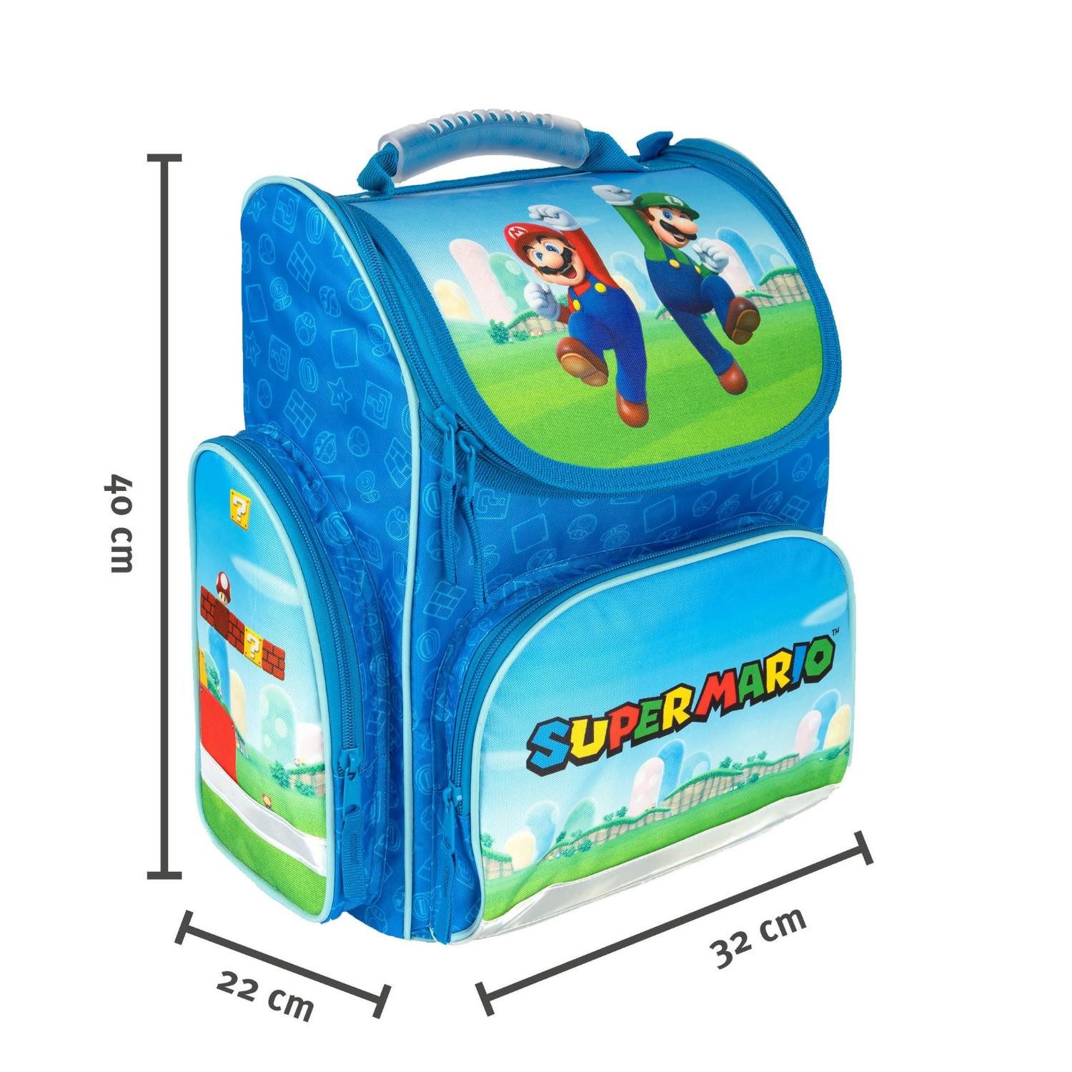 UNDERCOVER Schulranzen Undercover CLOU Schulranzen Set, 5-teilig Super Mario