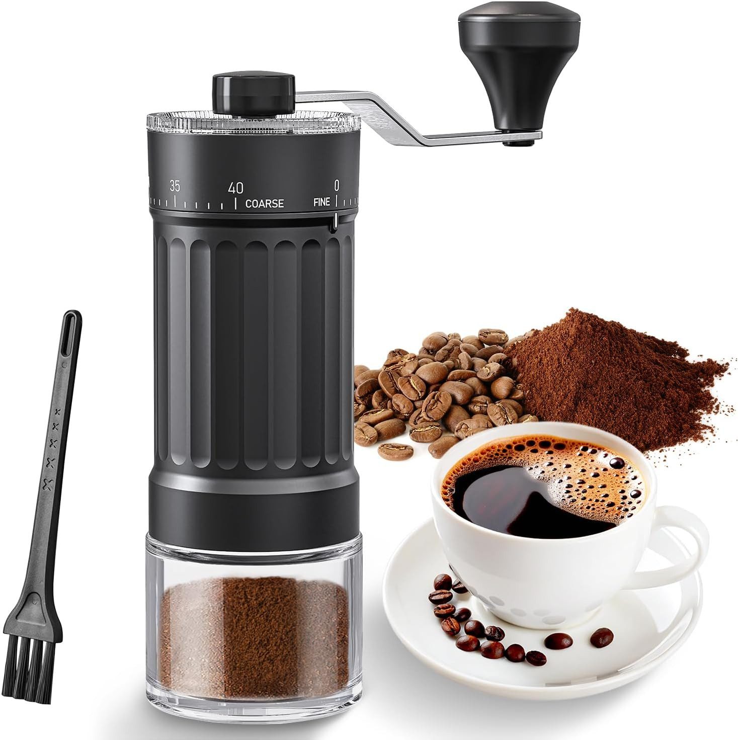SURFOU Kaffeemühle Manuelle, Tragbare Coffee Grinder -40 verstellbare Einstellungen, Kegelmahlwerk aus Keramik, 30 g Bohnenbehälter, Kaffeemühle mit ergonomischem Griff für Espresso, Pour Over Und Mehr
