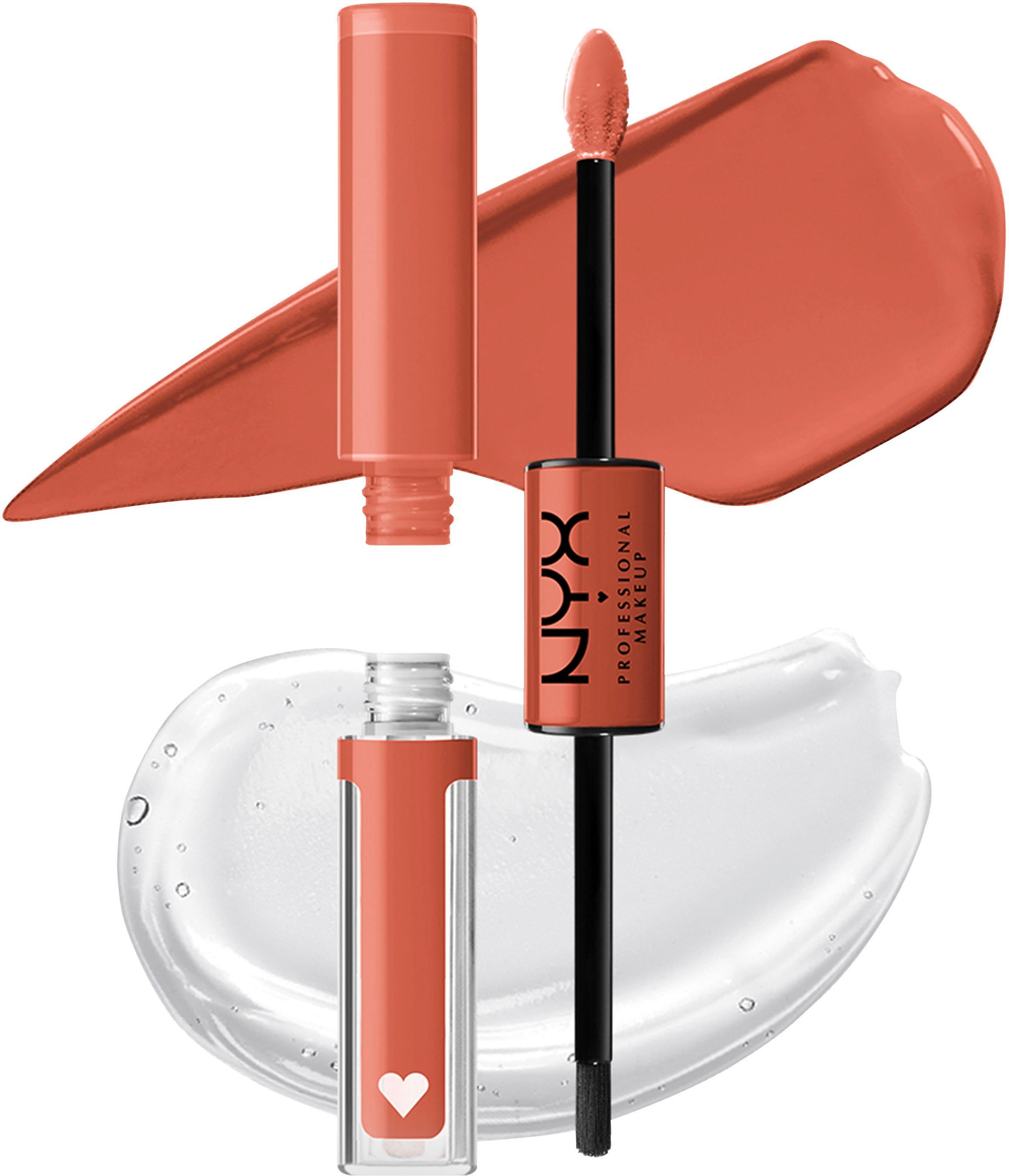 NYX Lippenstift Professional Makeup Shine Auftrag Goal SHLP02 High Pigment Lip Shine, präziser Applikator Loud mit geformtem Crusher