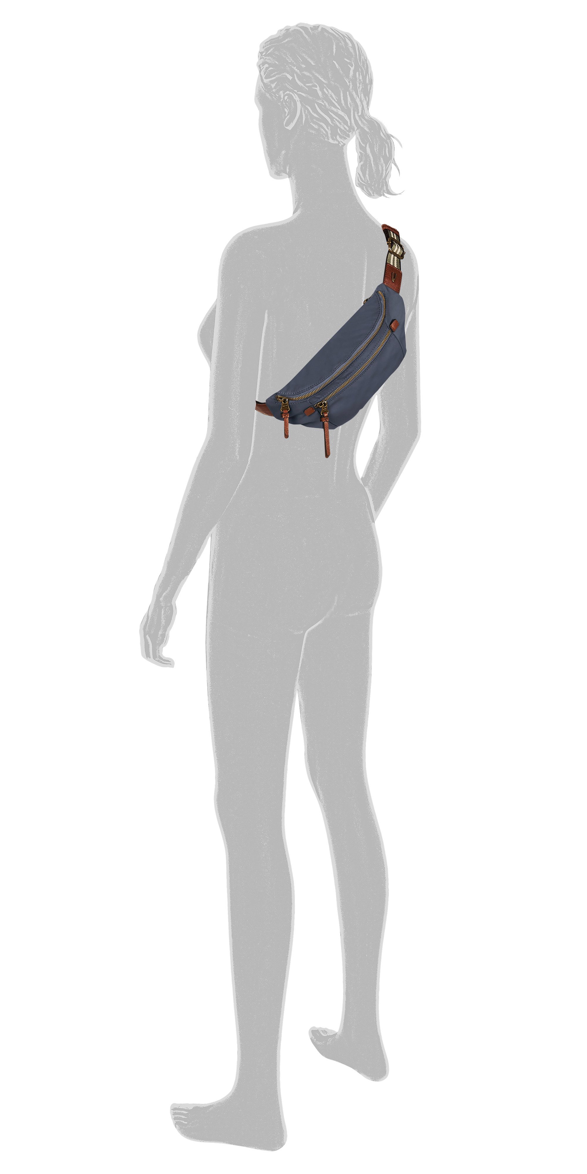 camel active Bauchtasche Bari, aus hochwertigem matten Nylon mit gestreiftem Gewebeband