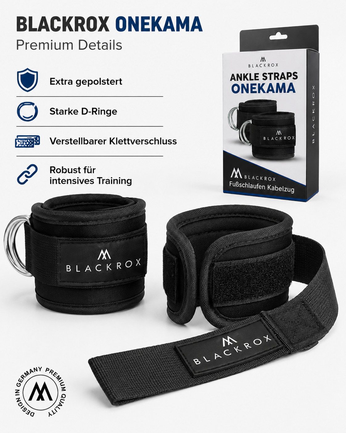 BLACKROX Trainingshilfe Fußschlaufen 2026, ONEKAMA, Training am Kabelzug, 2er Set