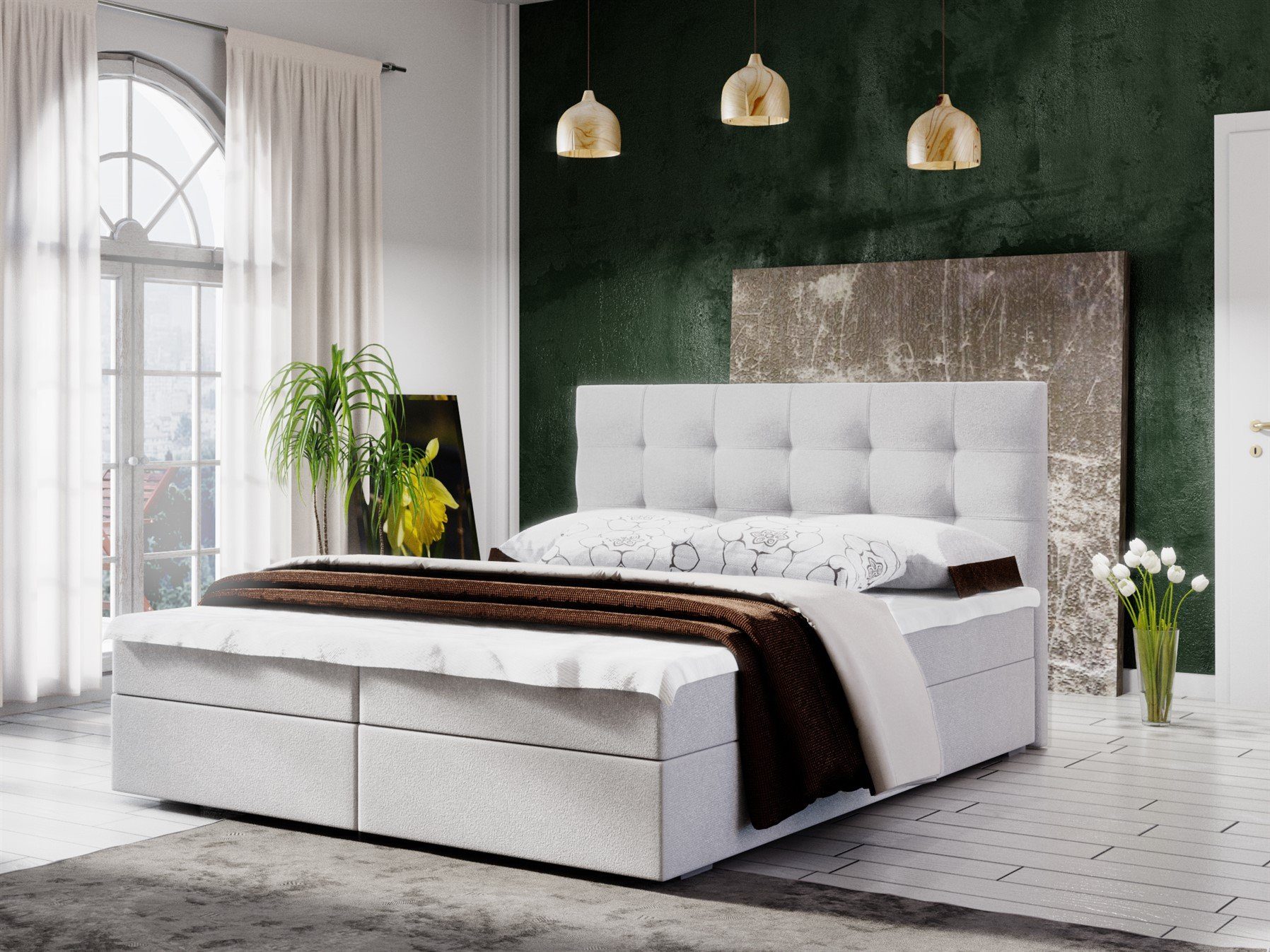 Fun Möbel Boxbett Schlafzimmerbett KERLON Stoff Cosmic (inkl. Bettkasten, inkl. Kaltschaumtopper)