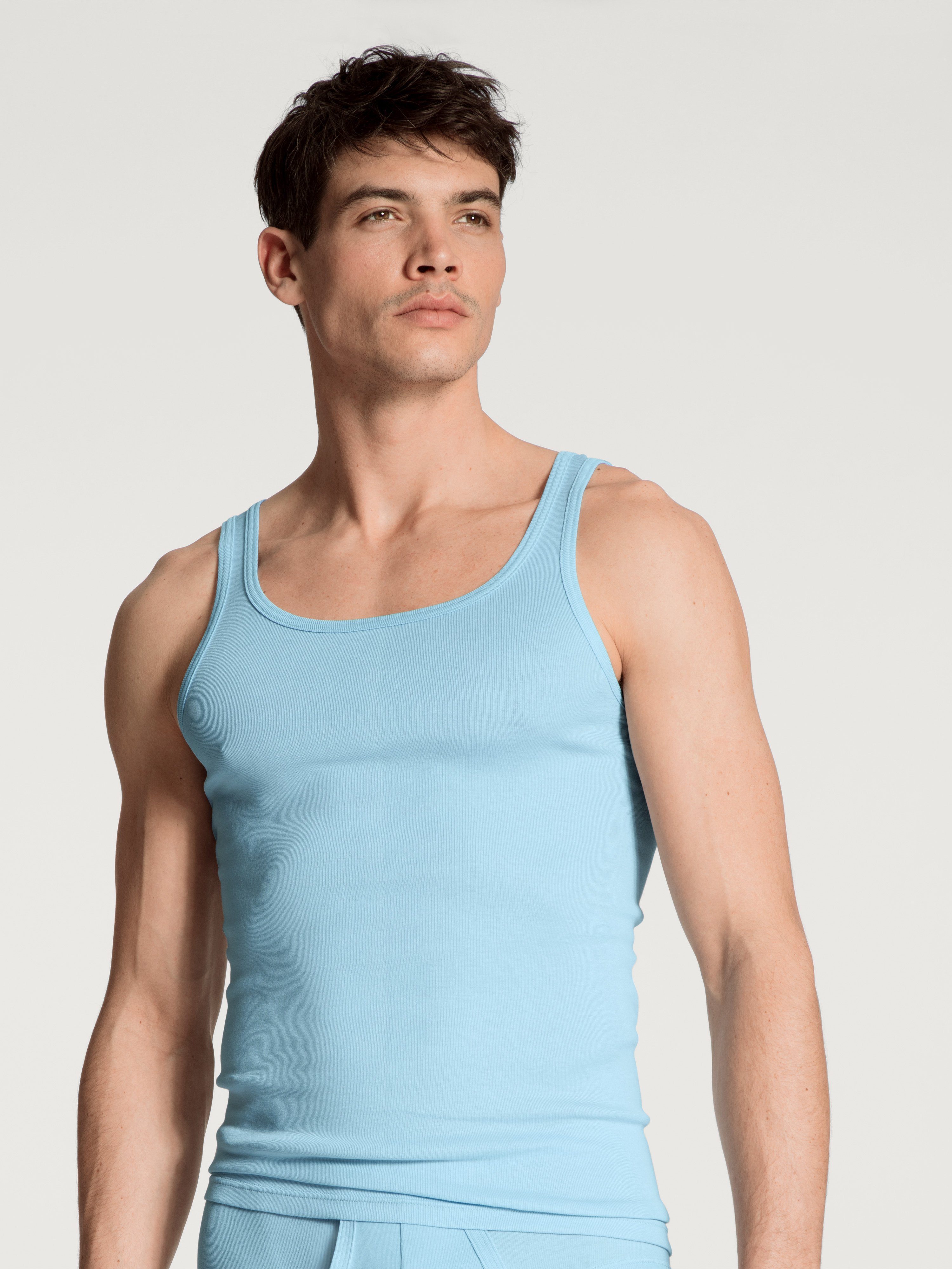 CALIDA Unterhemd Twisted Cotton Athletic-Shirt in klassischer Form eisblau