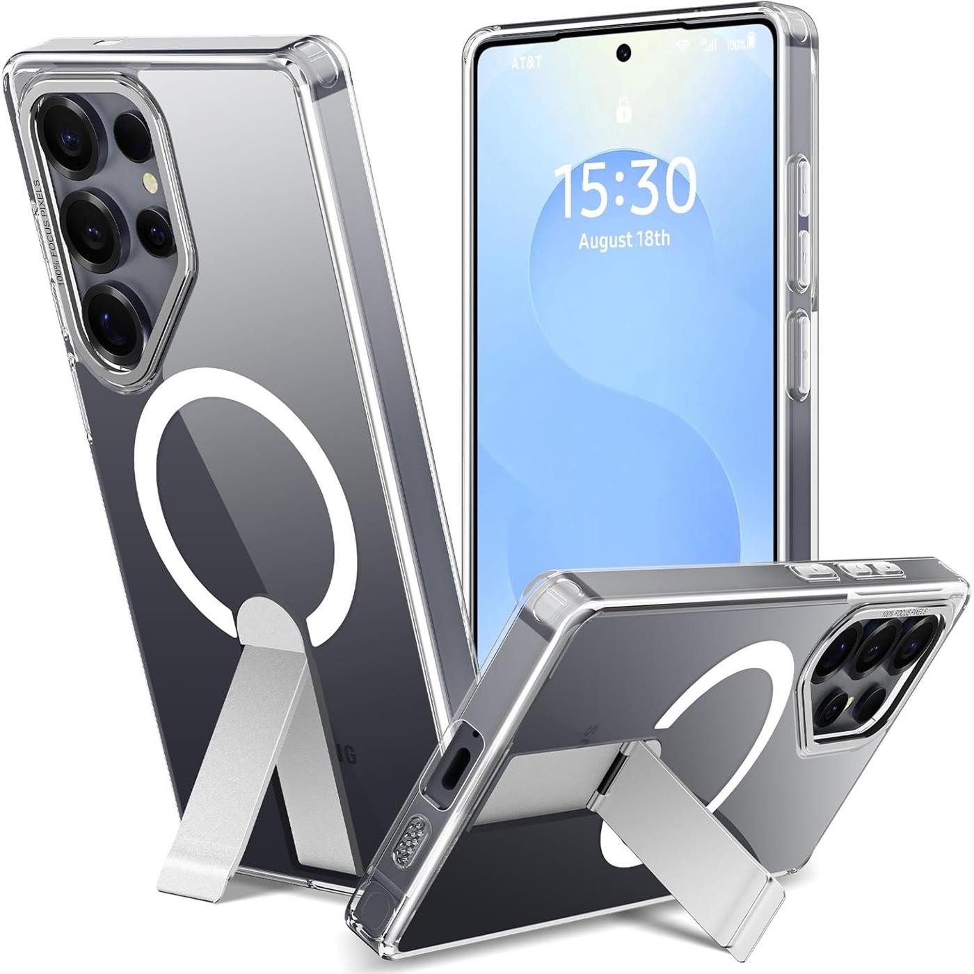 CoolGadget Handyhülle Kickstand Hybrid Hülle für Samsung Galaxy S25 Ultra 6,9 Zoll, Schutzhülle Militärschutz Ständer kompatibel mit MagSafe Magnetring