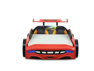 Möbel-Lux Kinderbett Sport 2.0, Kinder Autobett mit LED Scheinwerfer und Spoiler