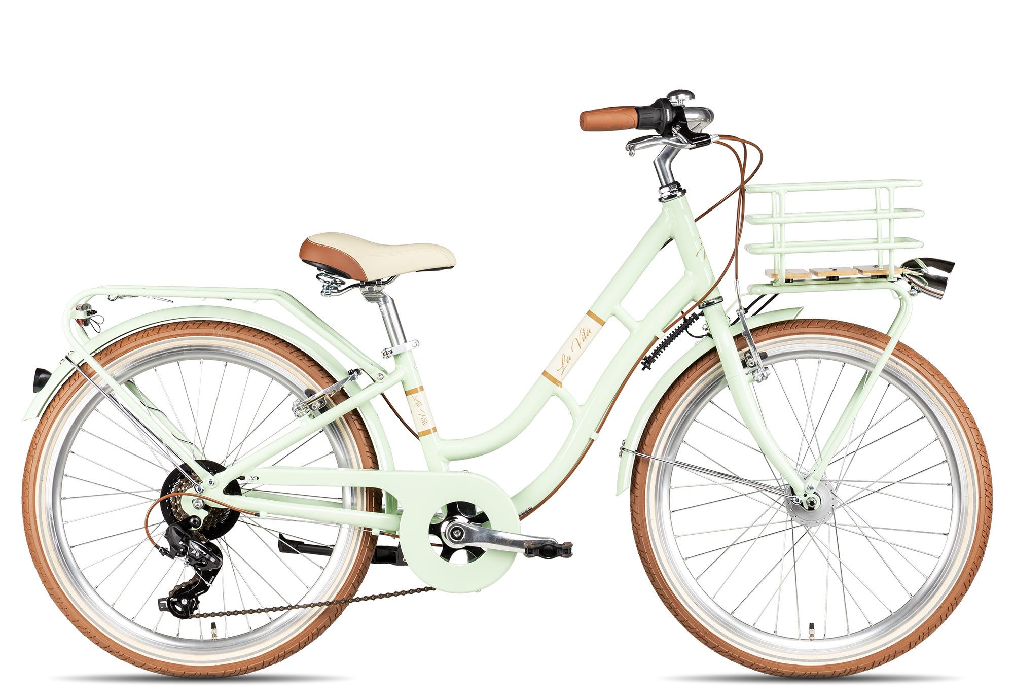 Maxim Kinderfahrrad Maxim La Vita 7 24, 7 Gang Shimano Tourney 7 Schaltwerk, Kettenschaltung, Straßenausstattung grün