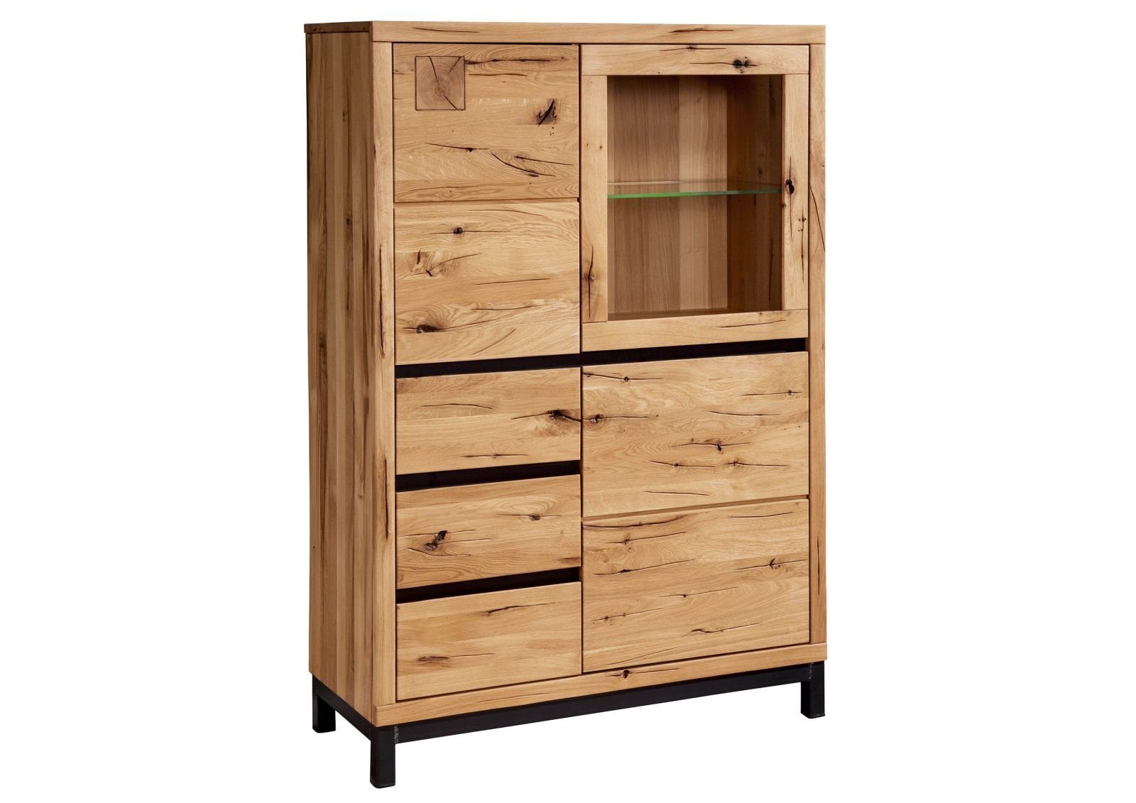 Massivmoebel24 Highboard (Massivholz), Highboard Wildeiche 103x40x148 natur geölt VILLANDERS #106