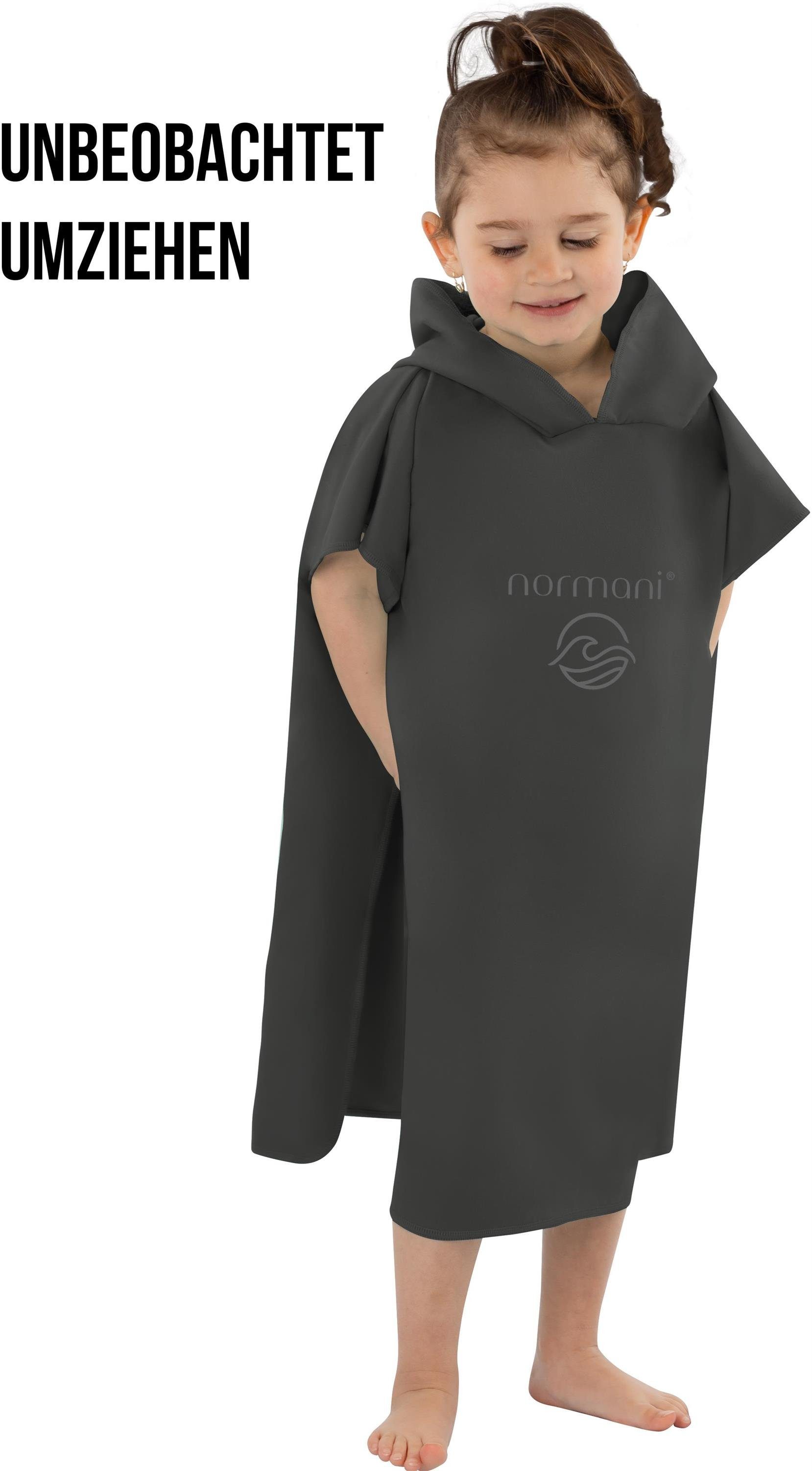 60, Badeponcho Mikrofaser Schlupf, Kapuze, Badeponcho Kinder aus (2-5 Poncho Handtuch Jahre) schnelltrocknendem Polyester, Mikrofaser normani Schwarz Rincon,