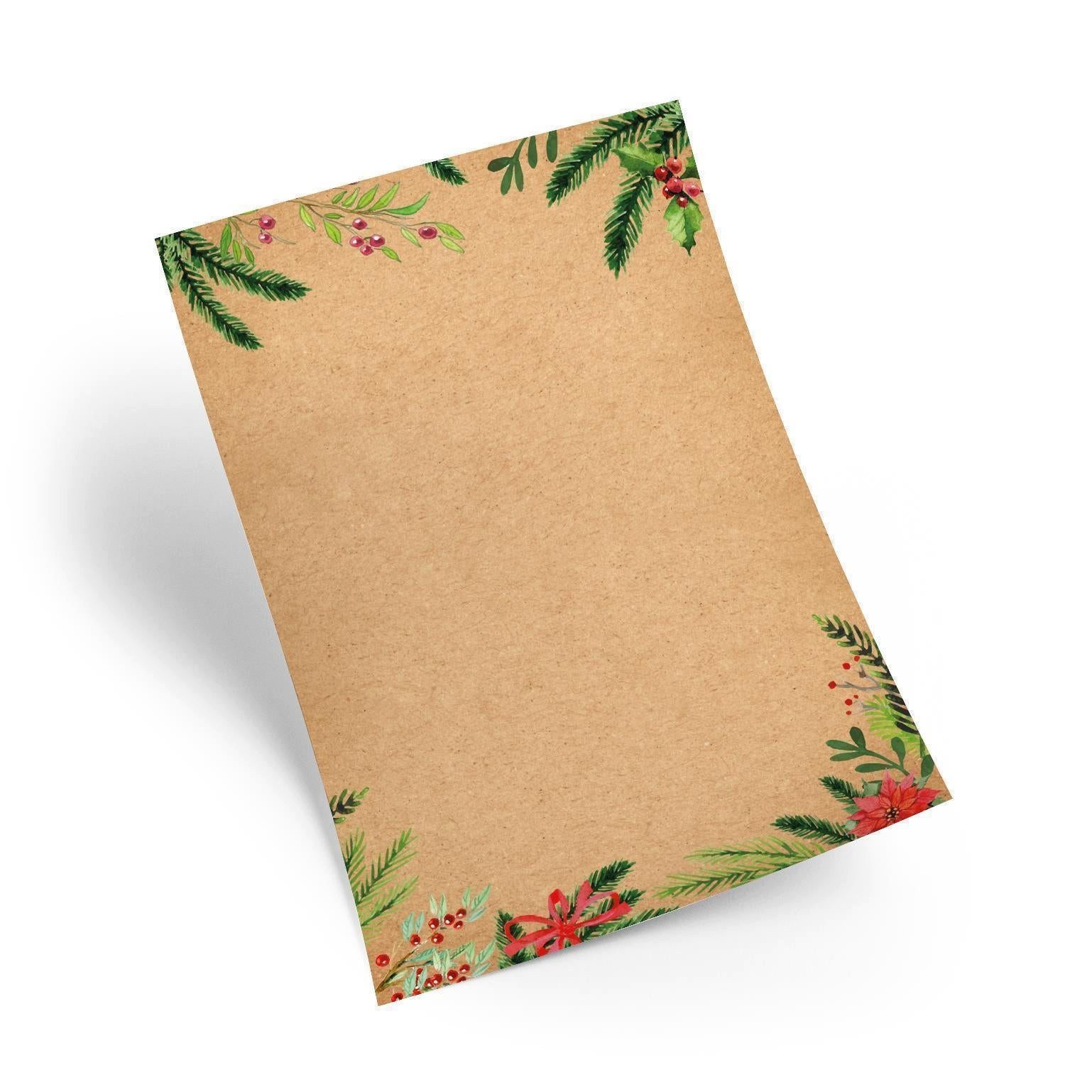 Logbuch-Verlag Klappkarte 100 Blatt Weihnachtspapier natur rot grün Briefpapier DIN A4