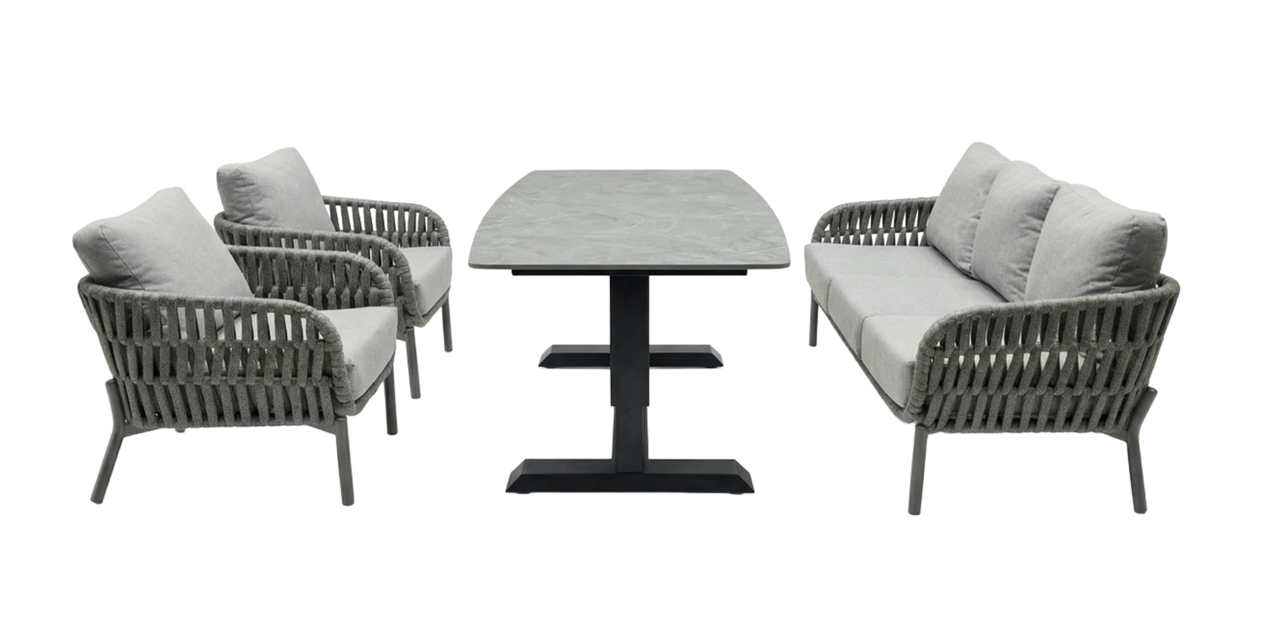 LC Garden Garten-Essgruppe Gartenset »Terrano« Gartentisch 180cm + Gartensofa + Gartensessel Rope, (4-tlg)