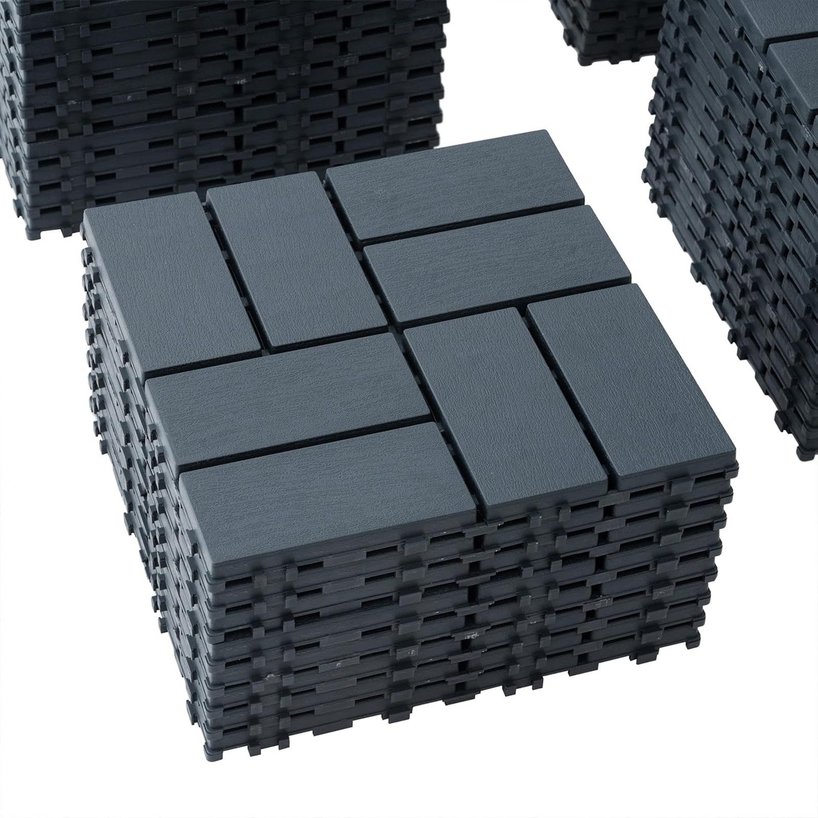 PFCTART Terrassendielen Terrassenfliesen mit Klicksystem, Kunststoff Bodenfliesen, 4,09 m², BxL: je 30.48x30.48 cm, 20 mm Stärke, (Set, 44-St., 30,48×30,48 cm, für Balkon, Terrasse, Garten & Innenbereich), Einfache Installation, wetterfest & pflegeleicht, Rutschfest