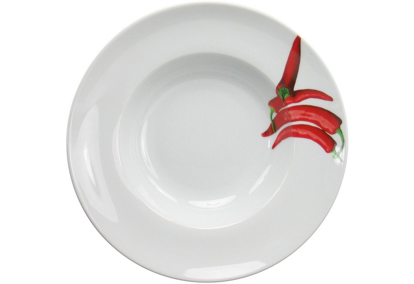 CreaTable Pastateller Essteller Kräuter, (4 St), Teller Set für 4 Personen, weiß, Porzellan, schwere Qualität