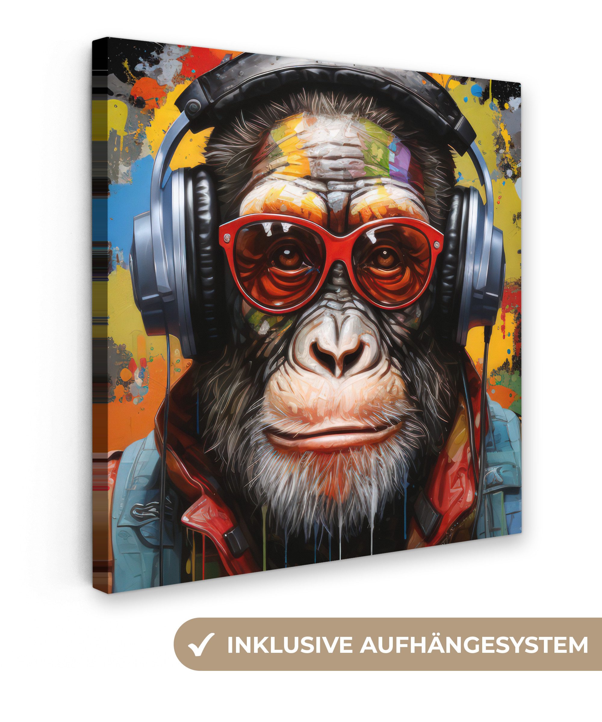 OneMillionCanvasses® Leinwandbild Schimpanse - Affe - Tiere - Graffiti - Br günstig online kaufen