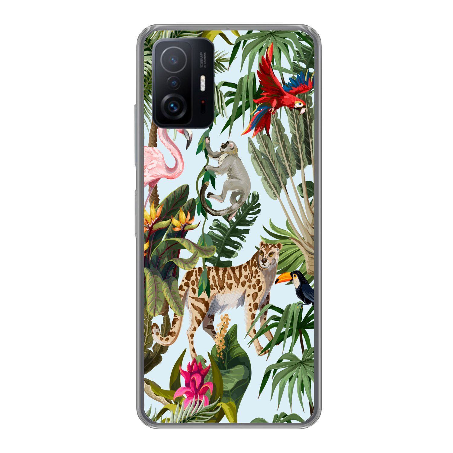 MuchoWow Handyhülle für Xiaomi 11T Pro Dschungel - Tiere - Mädchen - Kinder - Jungen - Fla, Phone Case, Silikon, Schutzhülle Dünn