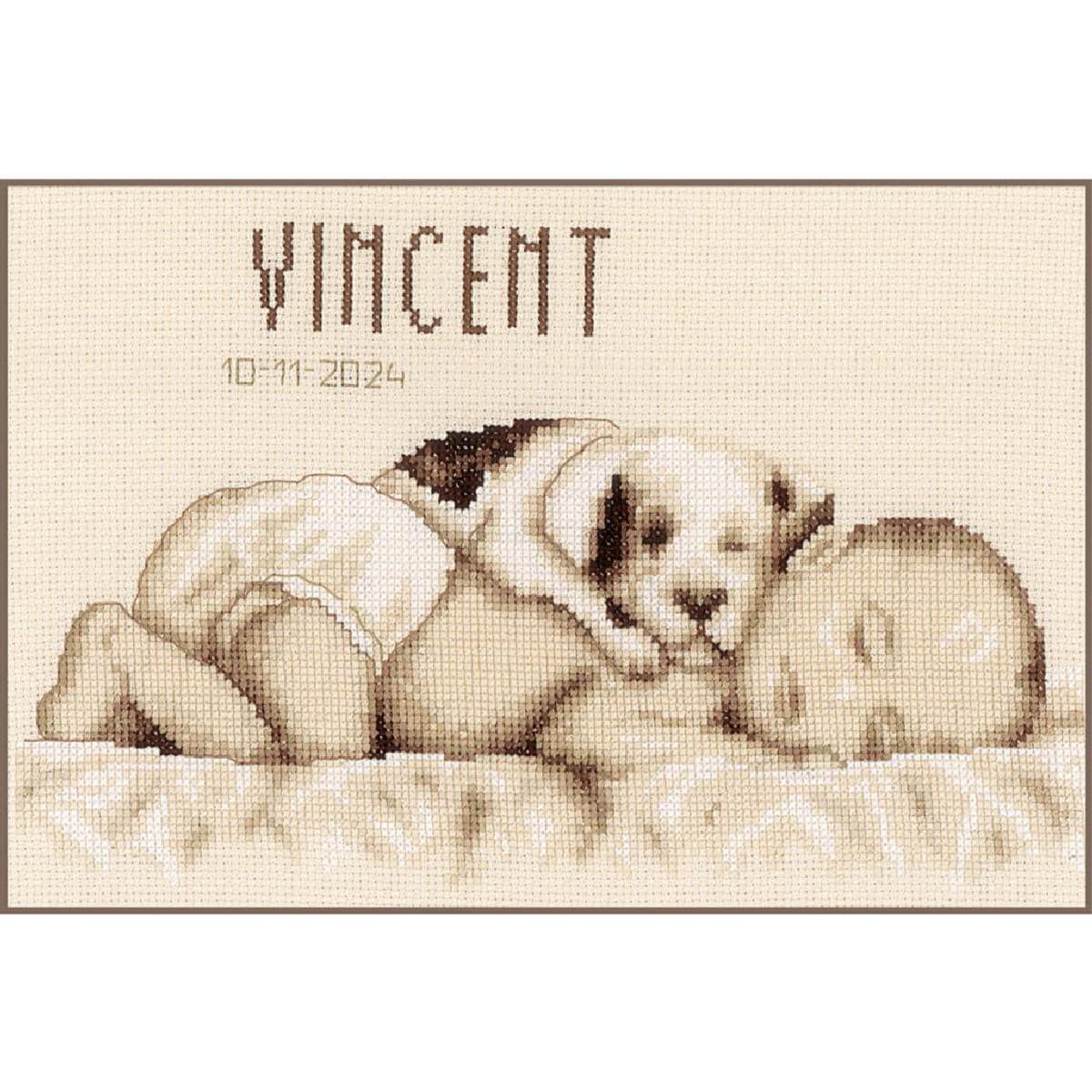Vervaco Kreativset Vervaco Kreuzstich Stickpackung "Baby und Hund", Zählmuster, 26x20c..., (embroidery kit by Marussia)