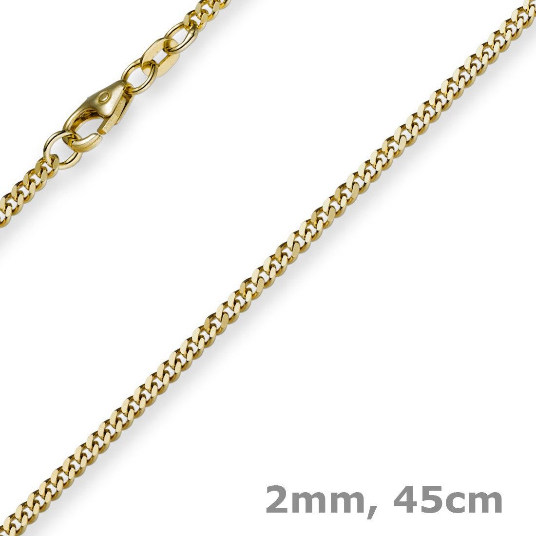 Goldkette 2mm Panzerkette, 585 Gelbgold, 45cm