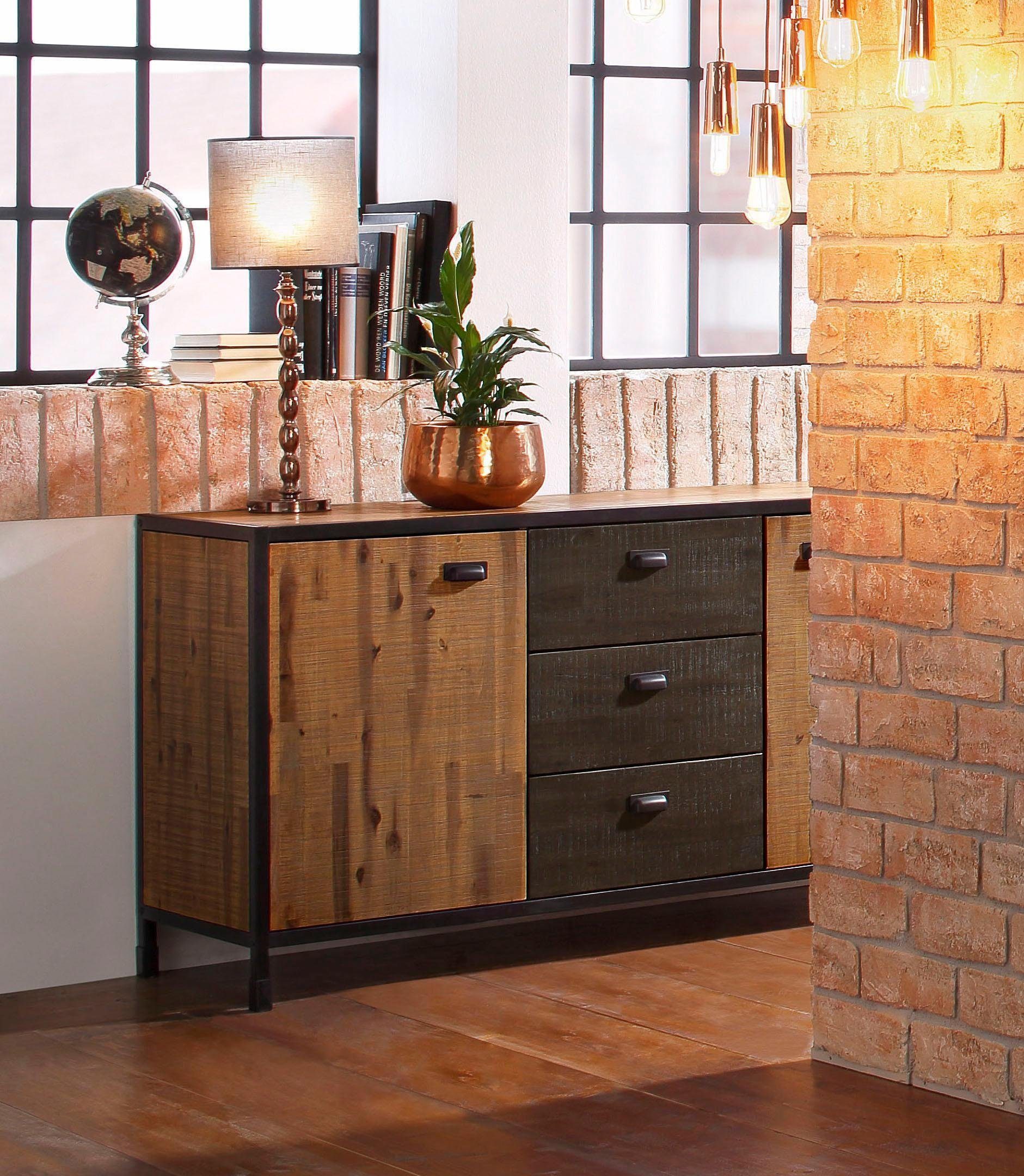 loft24 Sideboard Saigon, Anrichte, Mehrzweckschrank, Akazie, Schrank, Breite 150 cm