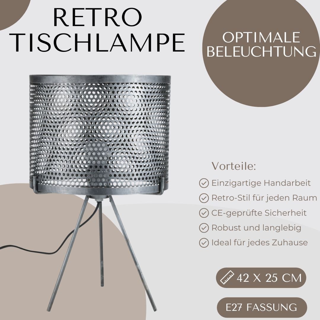 Marrakesch Orient & Mediterran Interior Nachttischlampe 2er Set Retro Tischlampe Permius handgefertigt aus Metall 42 cm hoch, Handarbeit