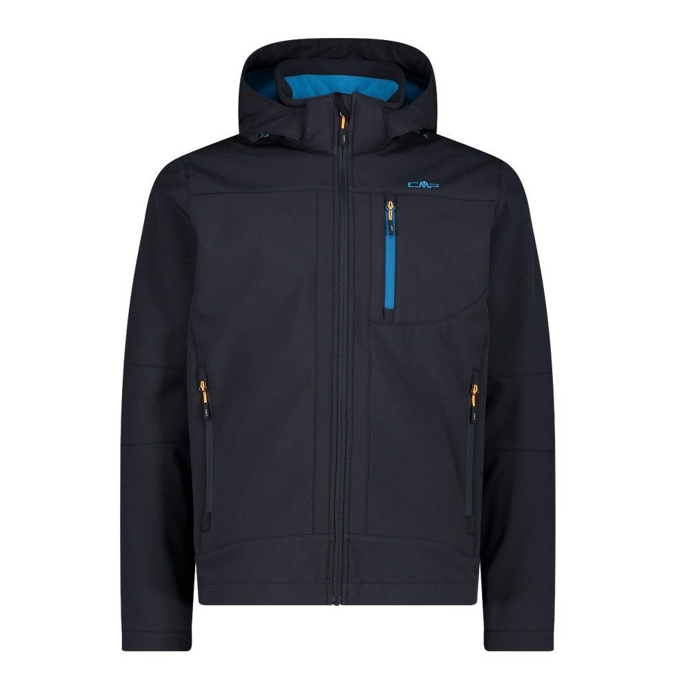 Softshelljacke (winddicht, wasserabweisend) mit Kapuze anthrazitgrau/reefblau Herren