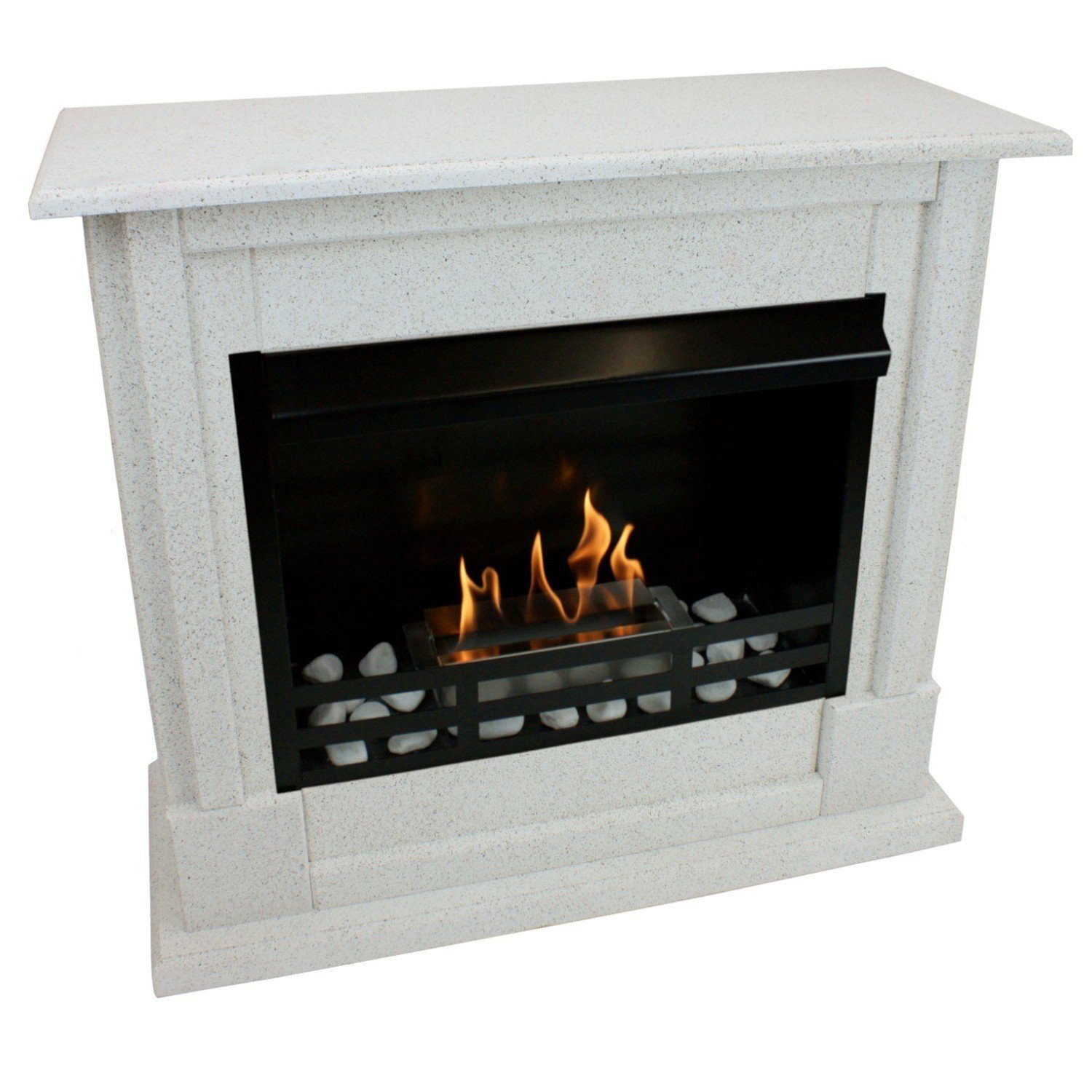 Kaminbau Mierzwa Echtfeuer-Dekokamin Rafael (Deluxe, Brenngel & Bio-Ethanol Kamin inkl. regulierbarer Brenner & Zubehör), Farbwahl, Gelkamin, Ethanolkamin, Bodenkamin, Kaminofen