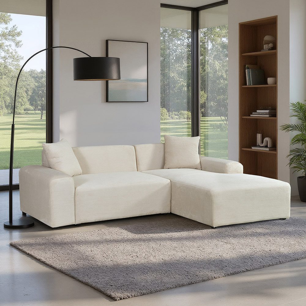 HOME DELUXE Ecksofa AMELIO - 240 x 71 x 178 cm, inkl. Zierkissen, Cordsofa in L-Form, gepolstertes Sofa